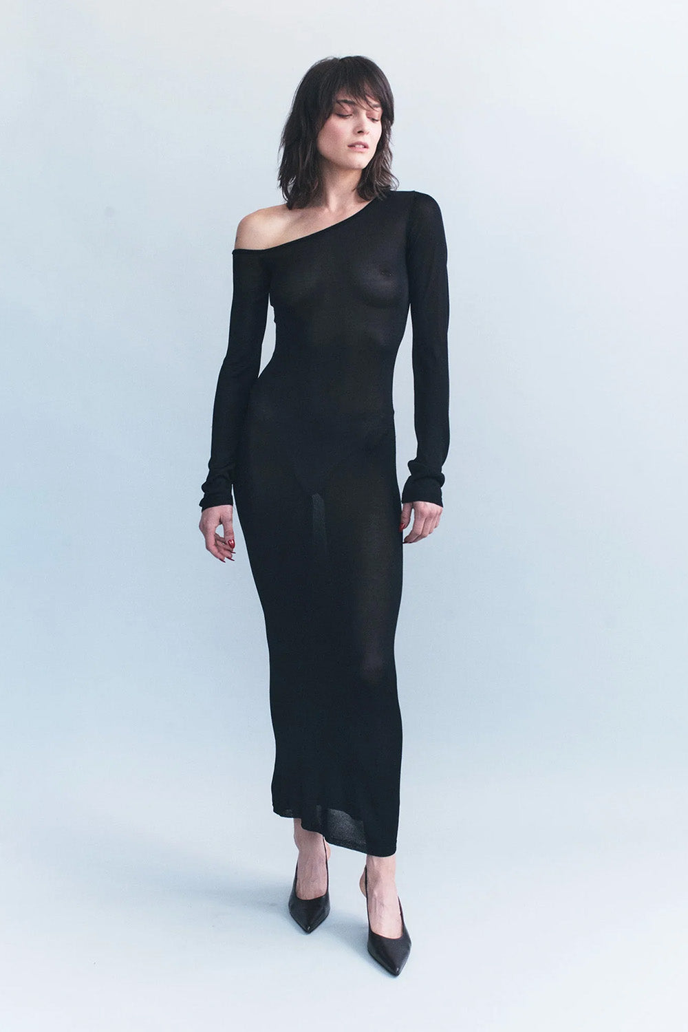 The Courtney Zheng Ivana Off Shoulder Knit Dress in Black available at The New Trend Australia