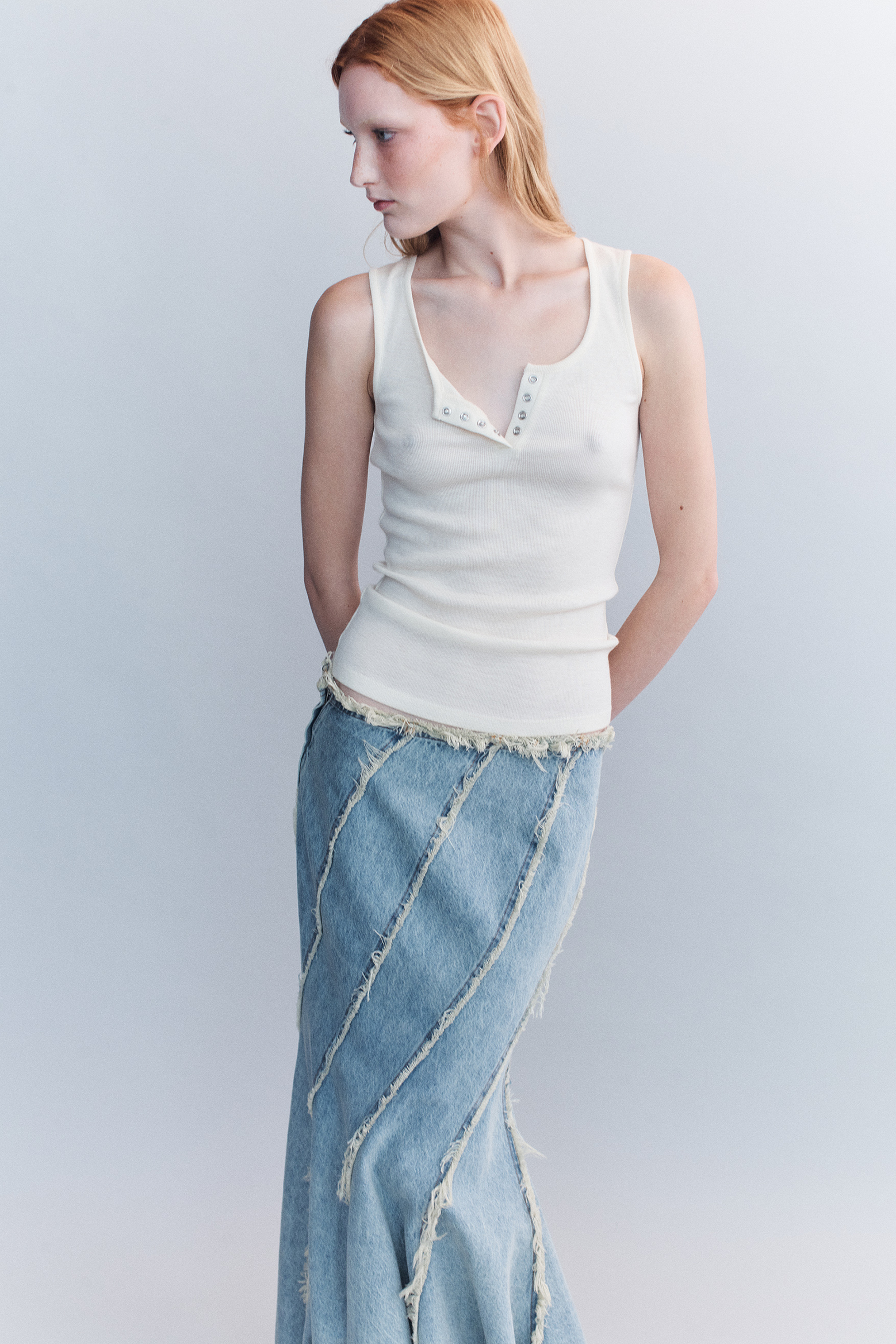 COURTNEY ZHENG MERINO HENLEY TANK IN CREAM | THE NEW TREND