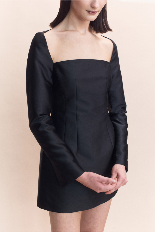 Courtney Zheng Silk Wool Wide Neck L/S Dress The New Trend