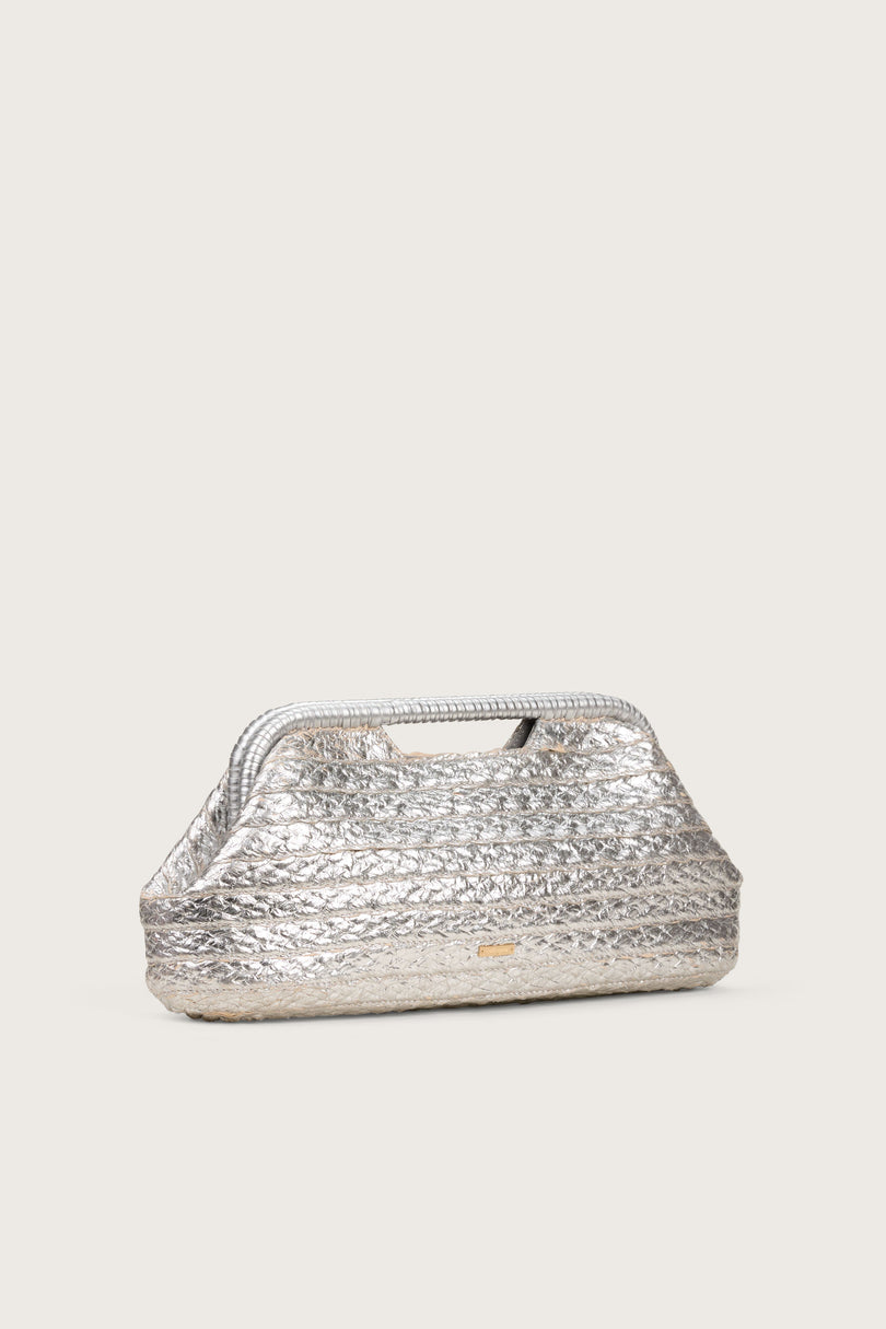 The Cult Gaia Aurora Large Clutch in Silver available at The New Trend Australia