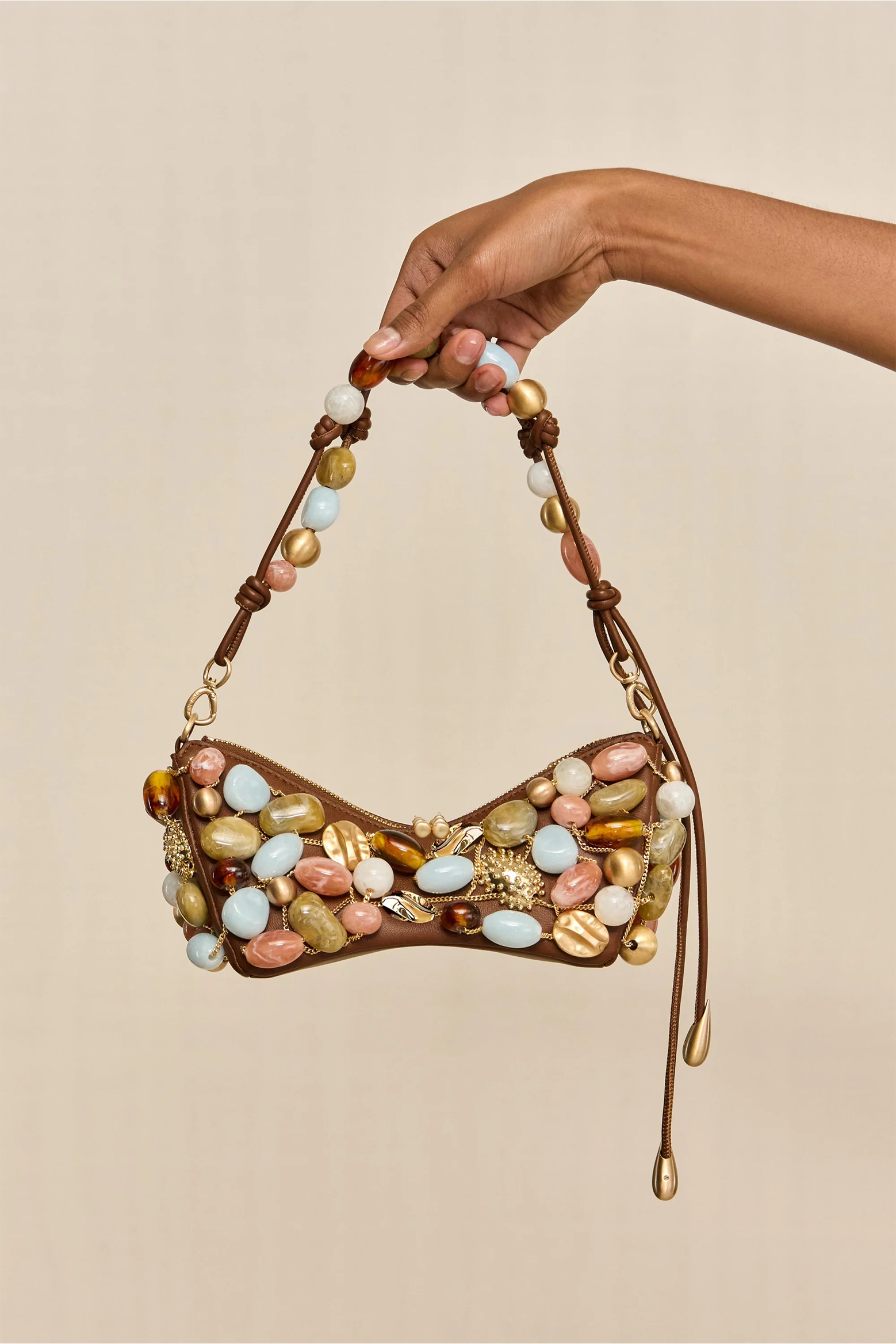 CULT GAIA MERCIER CLUTCH IN SADDLE BAUBLE MULTI | THE NEW TREND