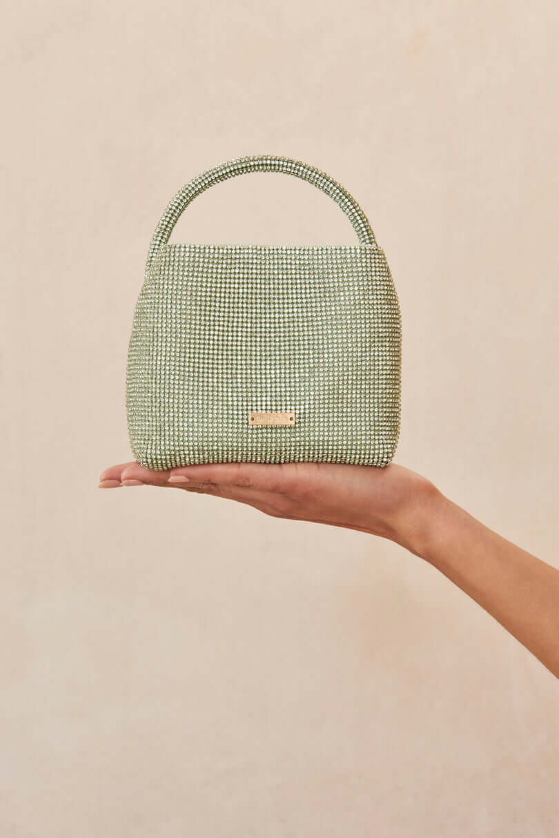 Cult Gaia Solene Mini Top Handle Bag in Pale Sage available at TNT The New Trend Australia.