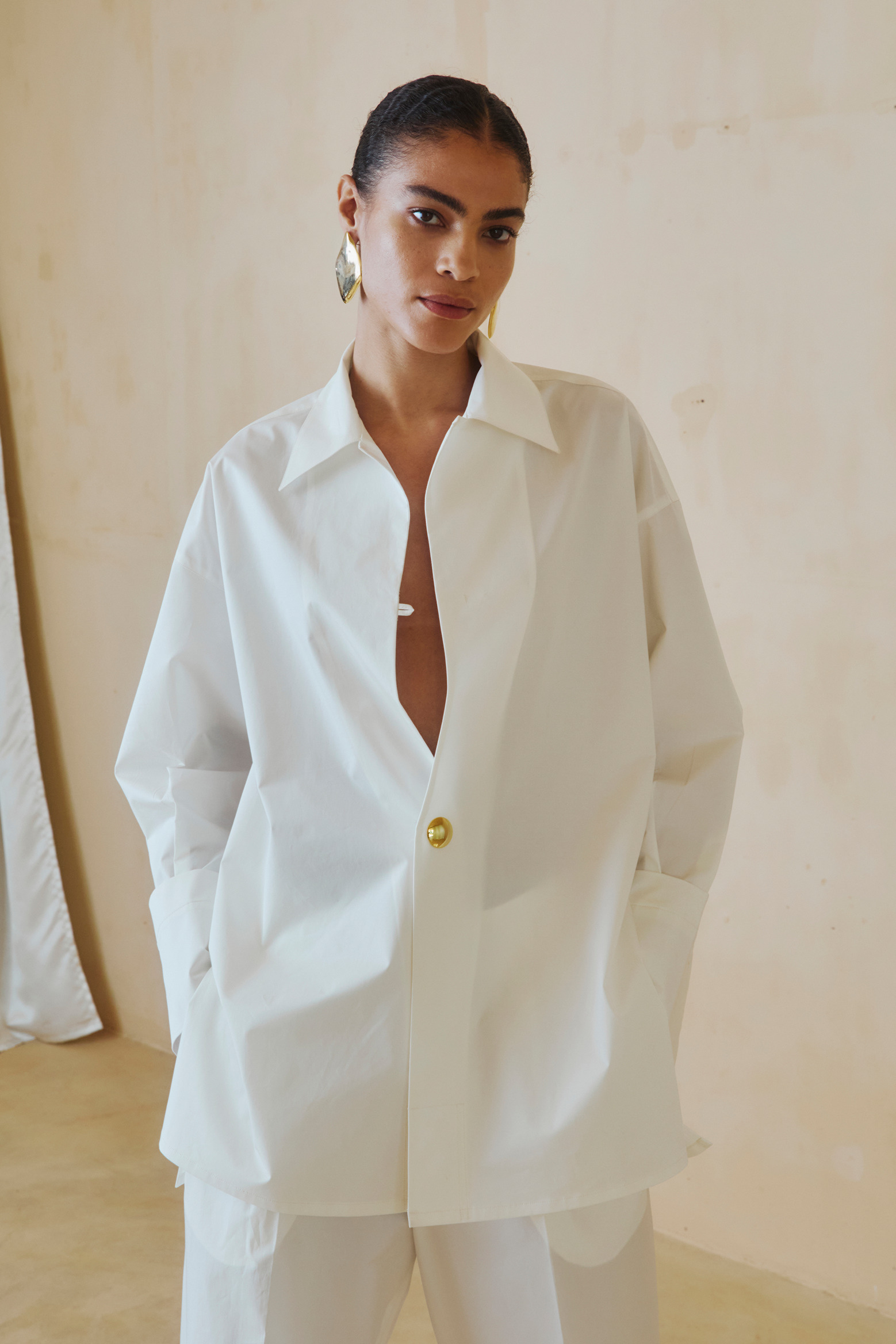 DARKPARK JODIE - POPELINE TUNIC STYLE SHIRT IN WHITE | THE NEW TREND