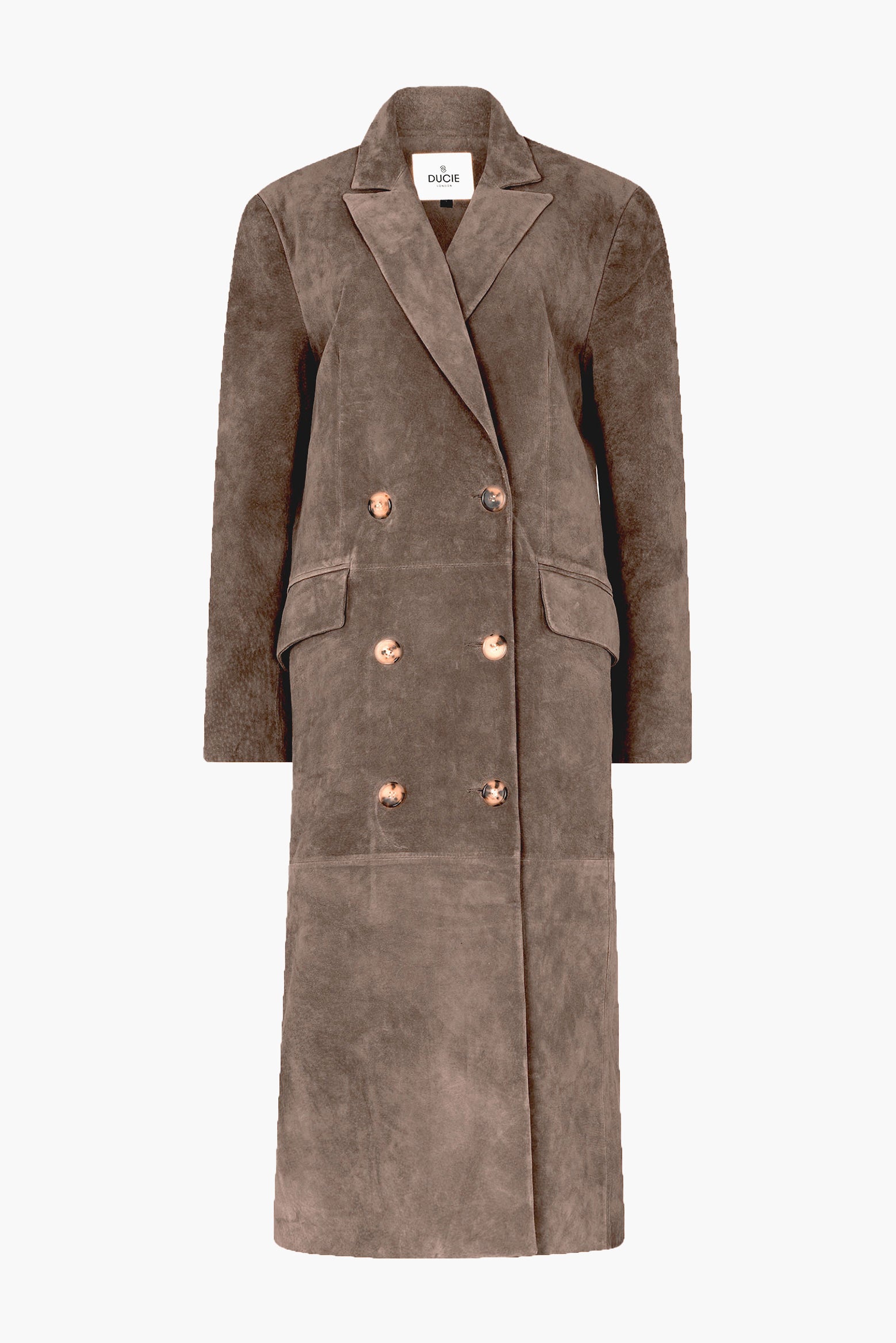 DUCIE LONDON Aggie Suede Coat in Coco available at The New Trend Australia