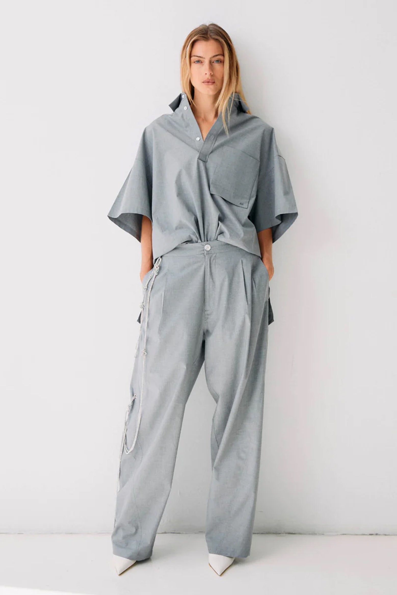 Darkpark Phebe Wide Leg Pants in Grey Melange available at The New Trend Australia. 