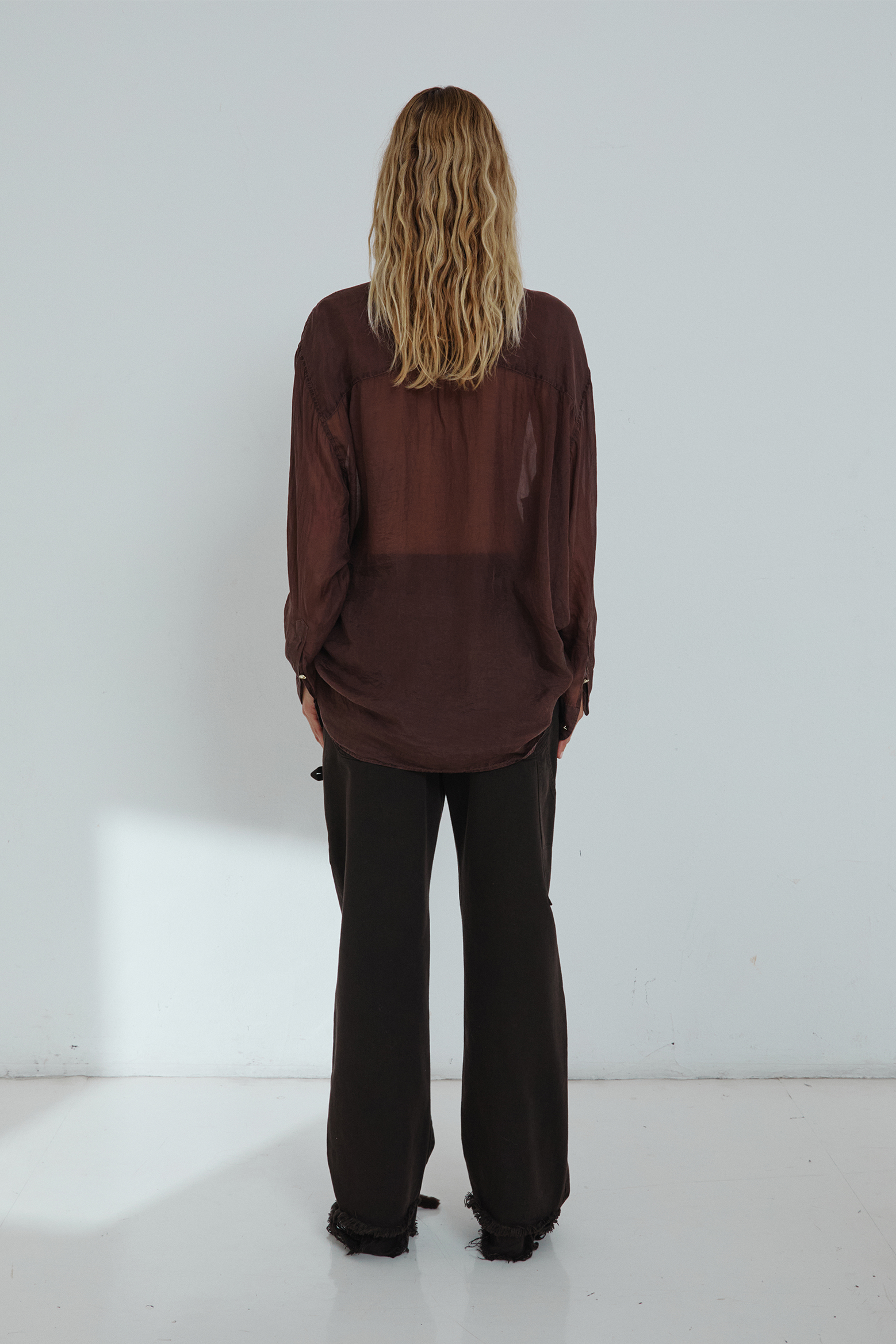 DARKPARK KEANU - SILK ORGANZA SHIRT IN DARK BROWN | THE NEW TREND