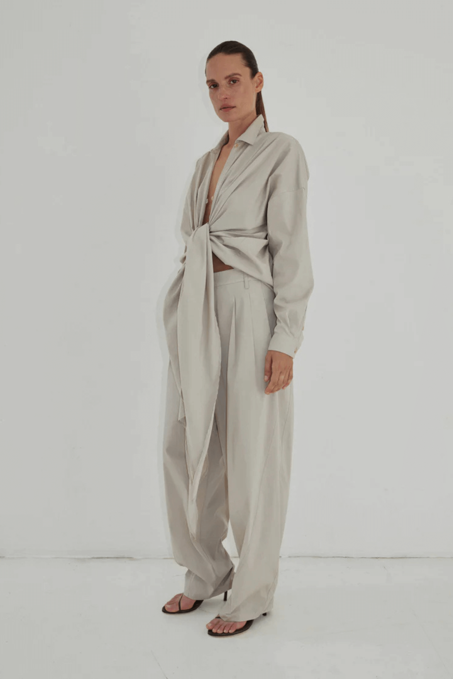 DARKPARK PHEBE LIGHT COTTON POPELINE WIDE-LEG PANTS | THE NEW TREND