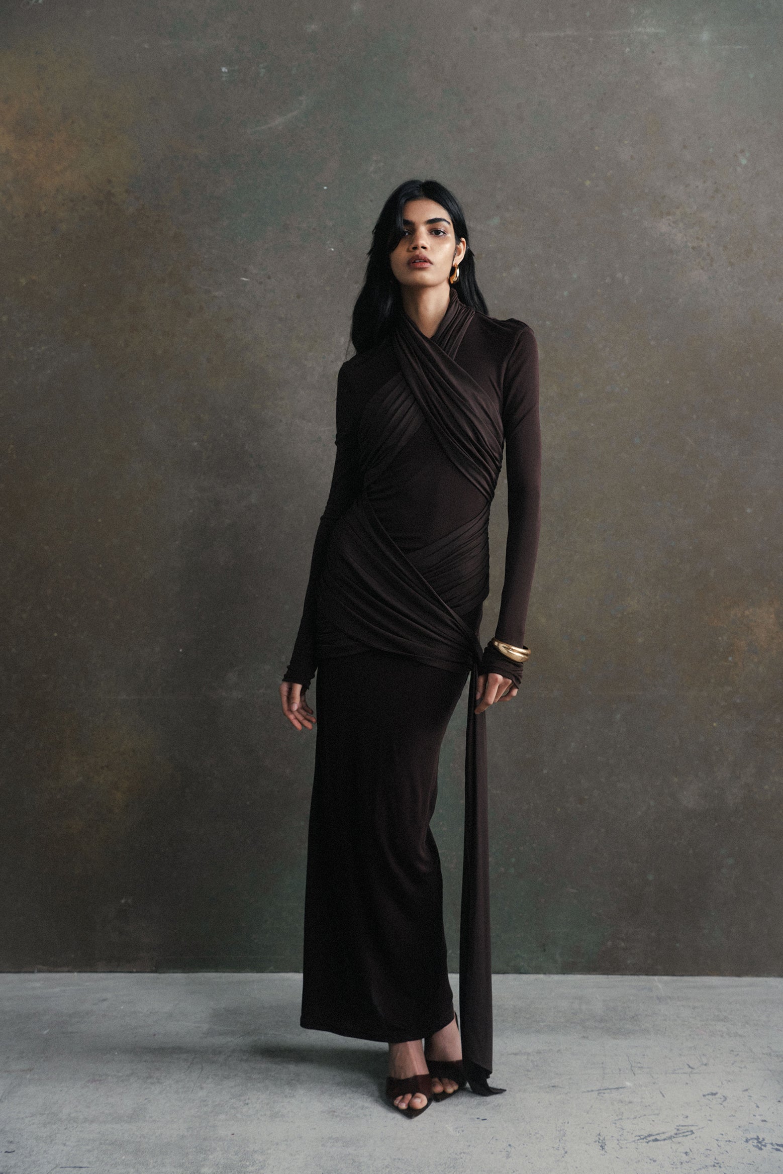 The De La Vali Ballad Maxi Dress in Chocolate available at The New Trend Australia