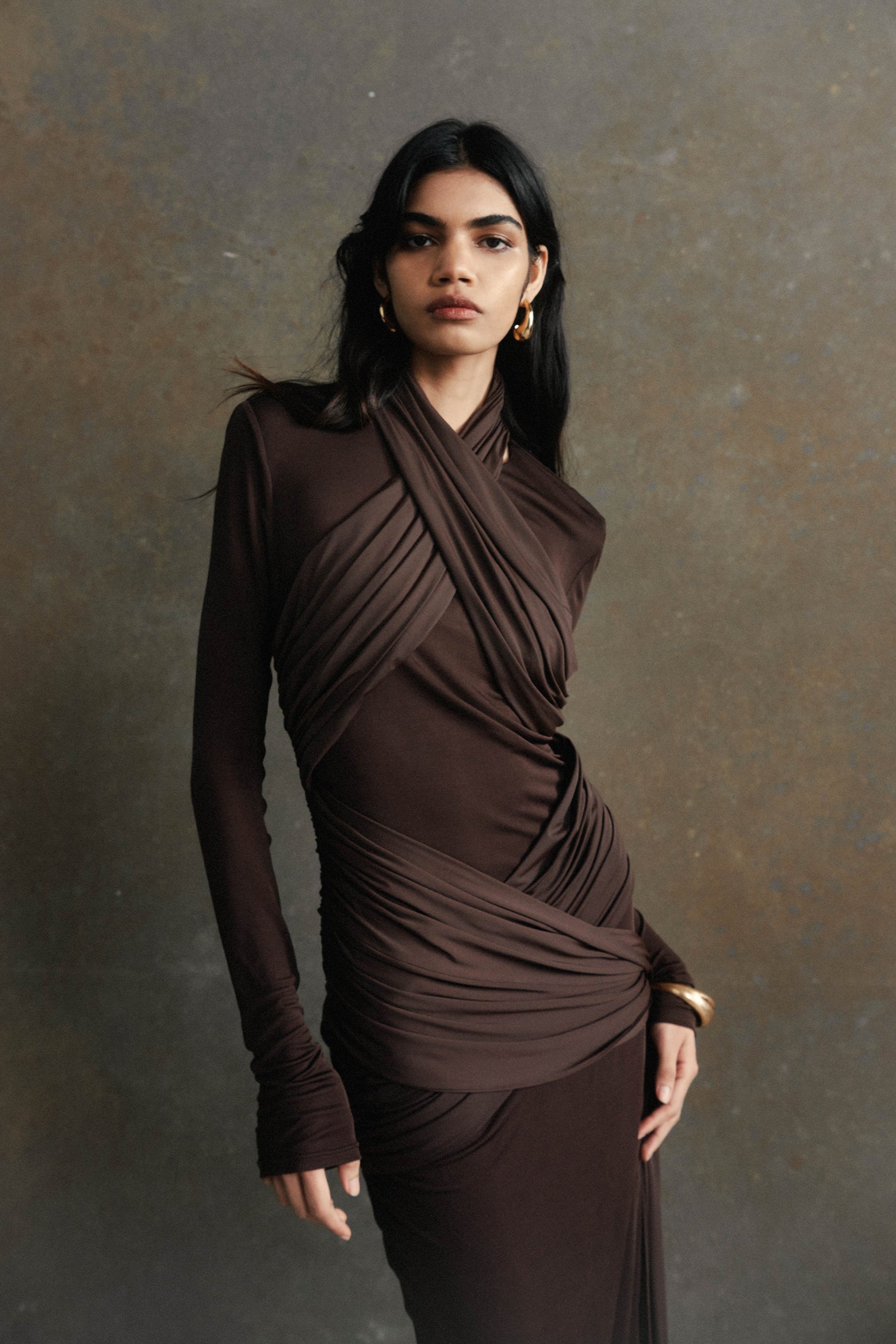 The De La Vali Ballad Maxi Dress in Chocolate available at The New Trend Australia