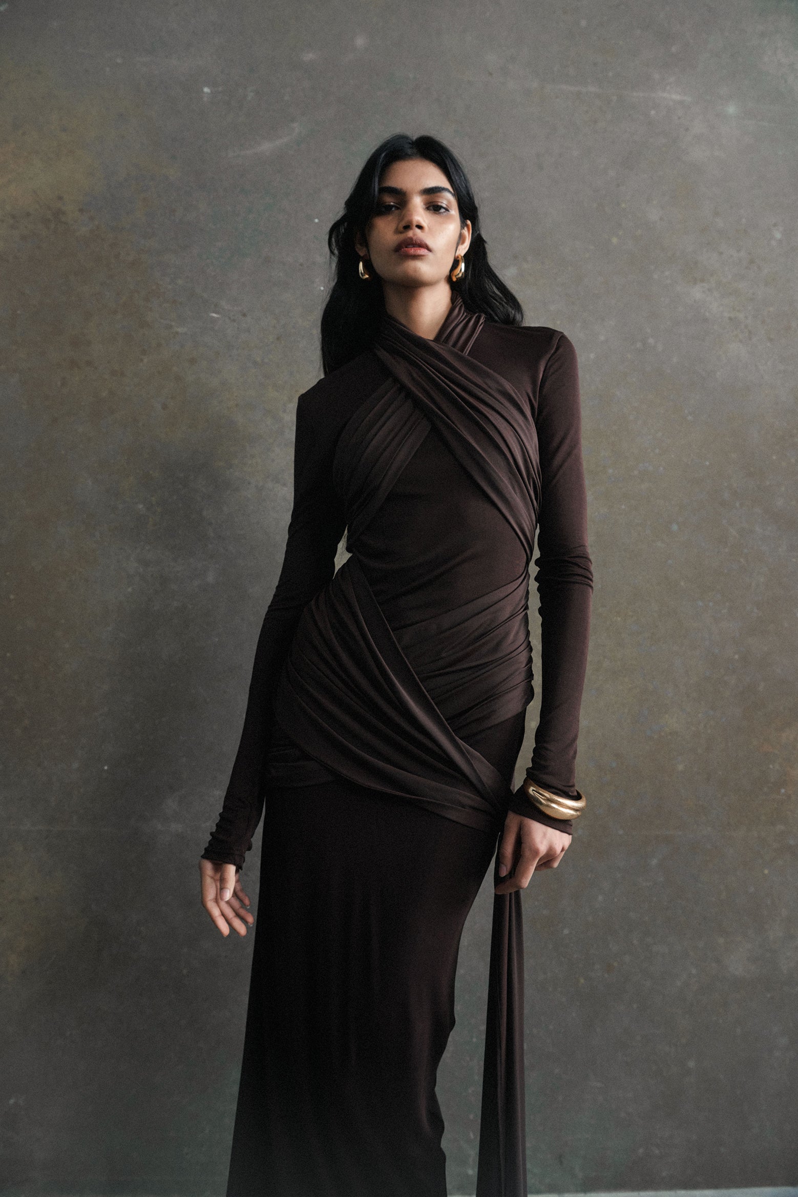 The De La Vali Ballad Maxi Dress in Chocolate available at The New Trend Australia