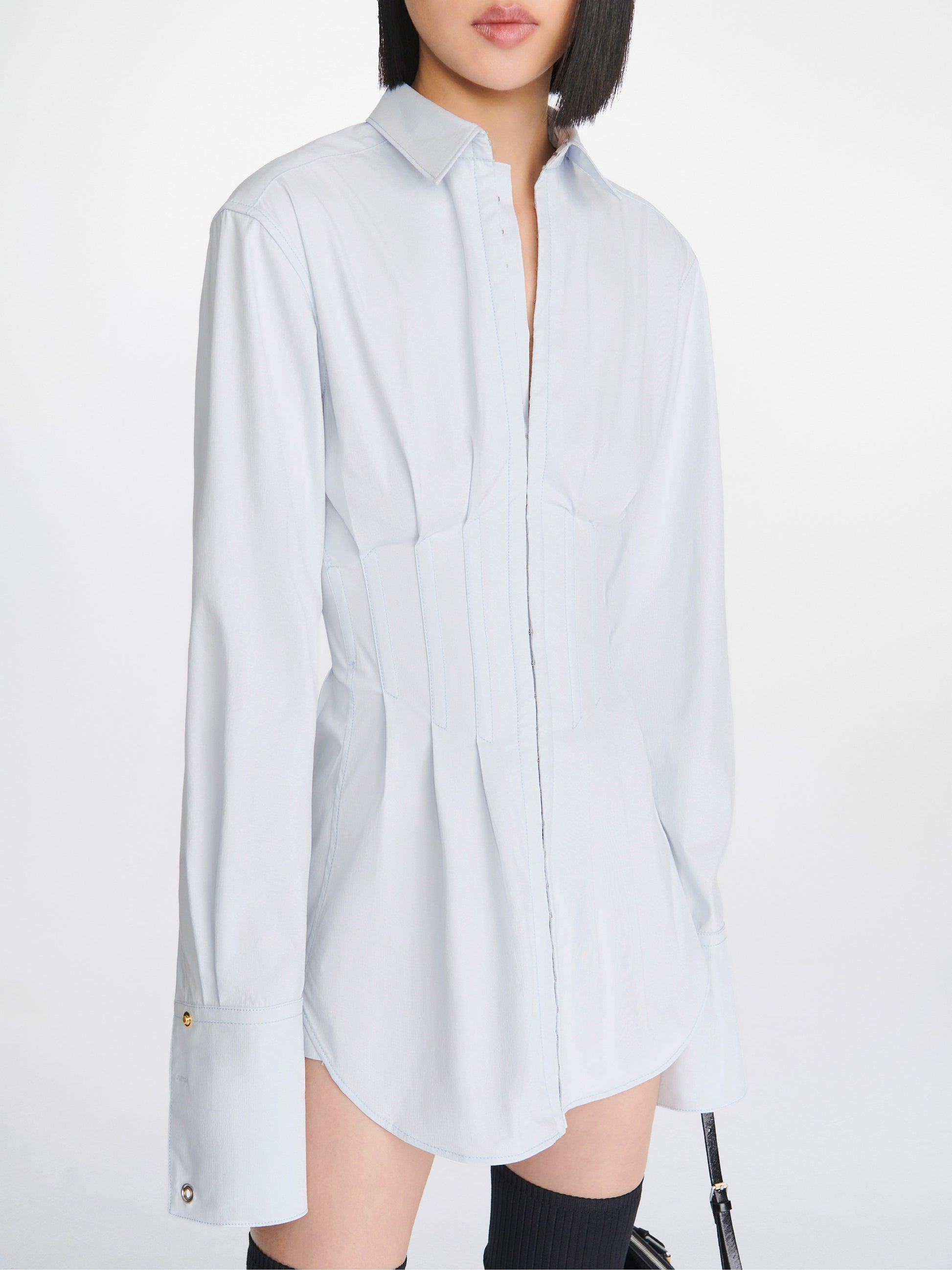 The Dion Lee Tuxedo Corset Shirt Dress in Steam available at The New Trend Australia