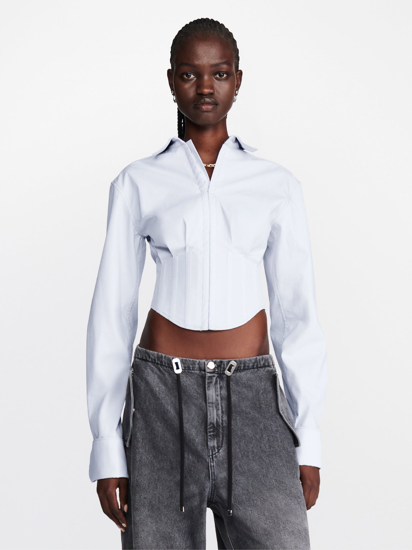 The new Trend Dion Lee Tuxedo Corset Shirt in Steam available at The New Trend Australia