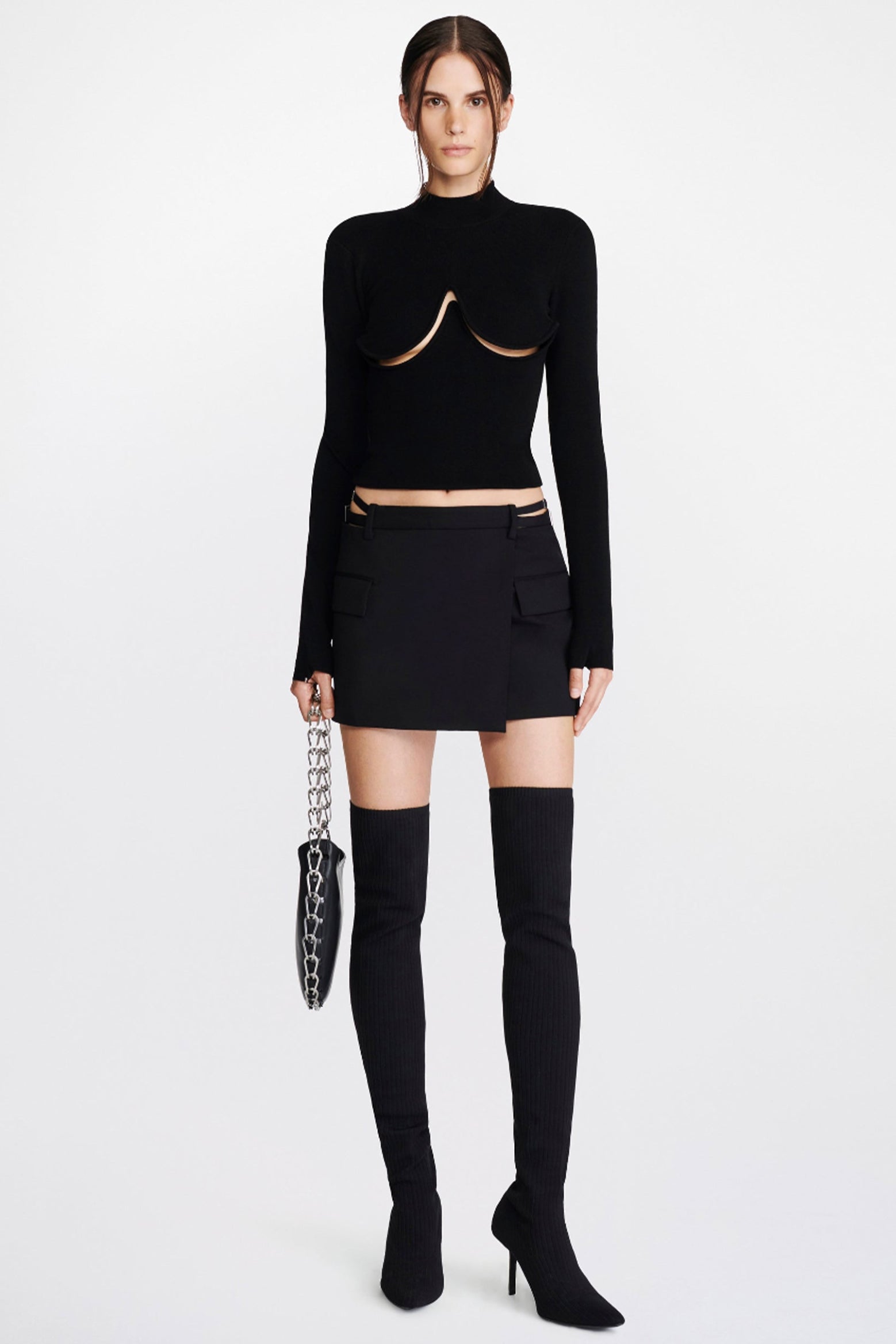 The Dion Lee Lingerie Wool Mini Skirt in Black available at The New Trend Australia
