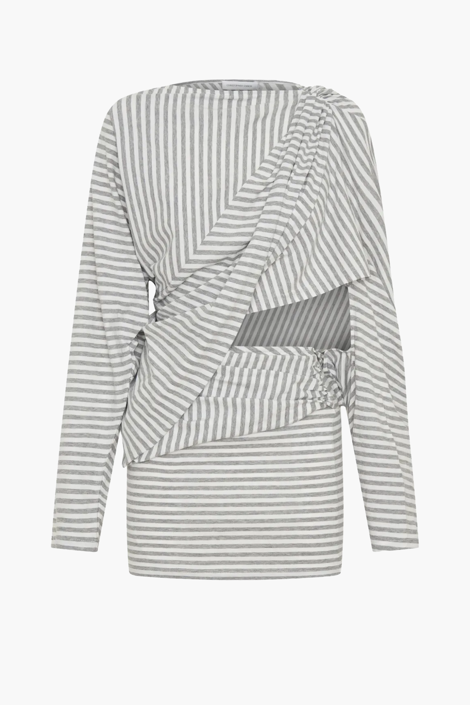 DRAPED COTTON JERSEY L/S DRESS