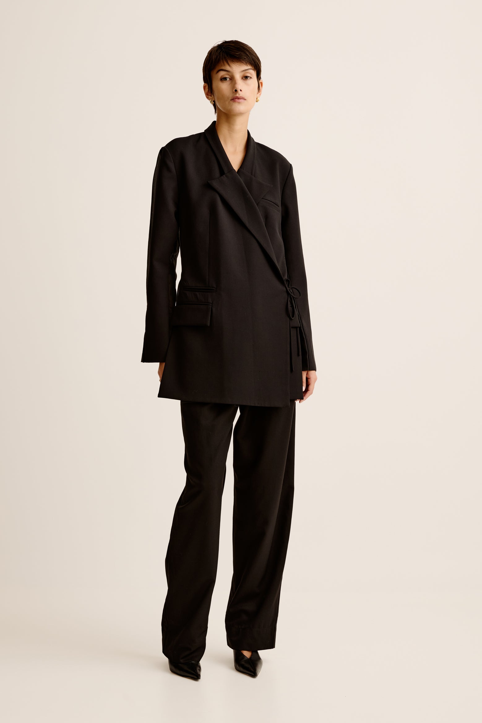 The Esse Aire Tie Blazer in Black available at The New Trend Australia