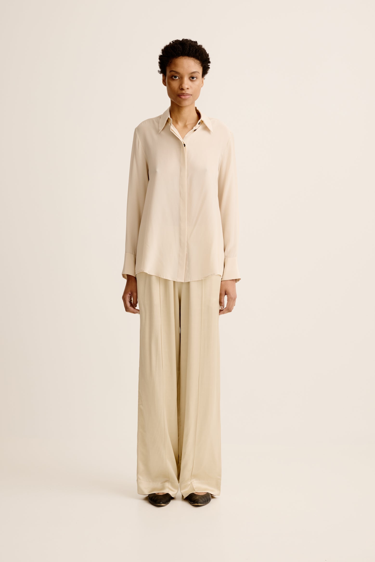 The Esse Lila Silk Shirt in Oyster available at The New Trend Australia