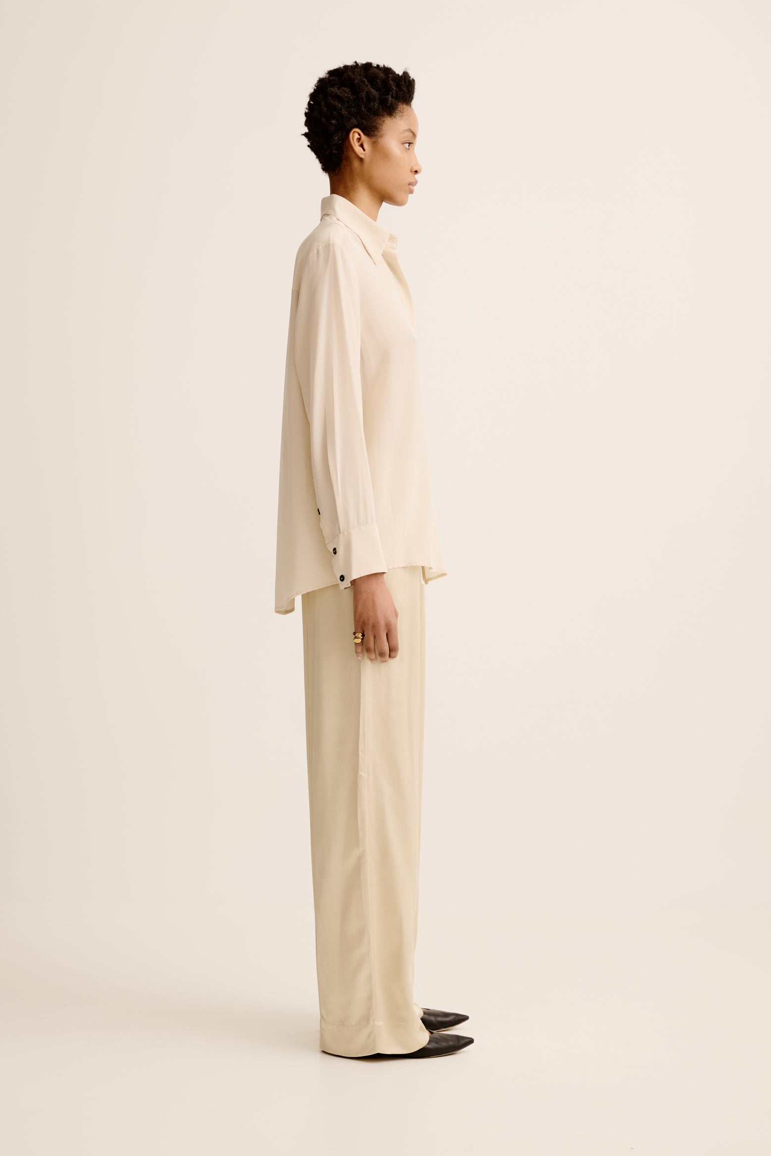 The Esse Lila Silk Shirt in Oyster available at The New Trend Australia