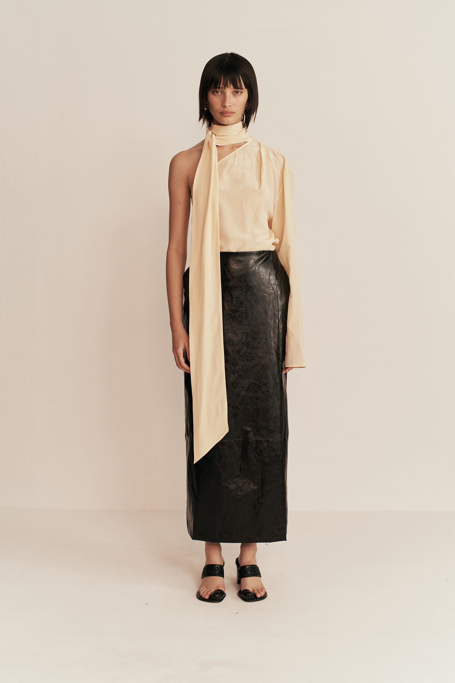 Leather Panel Midi Skirt by SABA Online | THE ICONIC | Australia