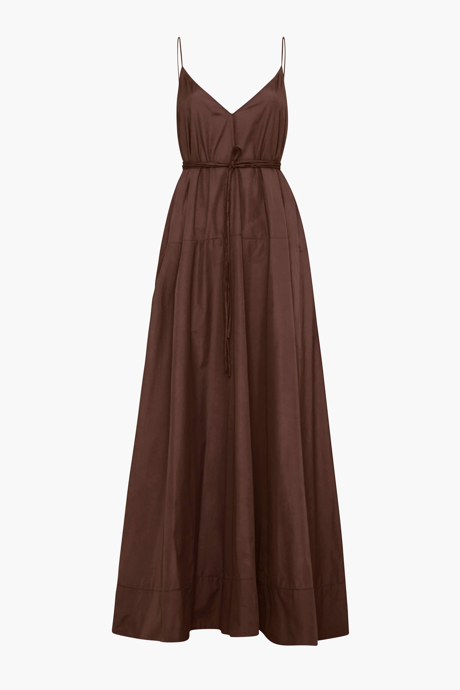 Esse Silk Strap V Maxi Dress in Chocolate available at The New Trend