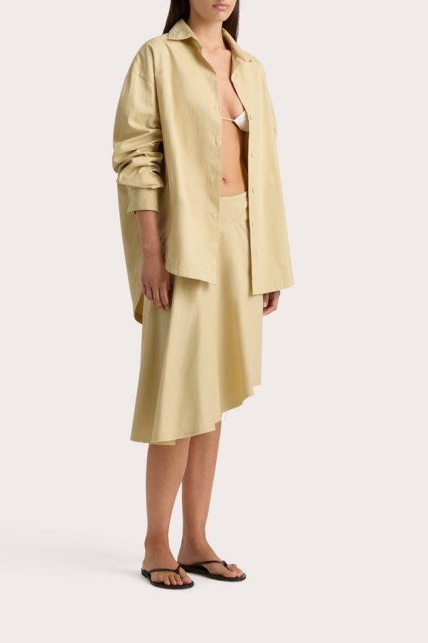 FAITHFULL THE BRAND Calais Oversized Shirt in Pear available at The New Trend