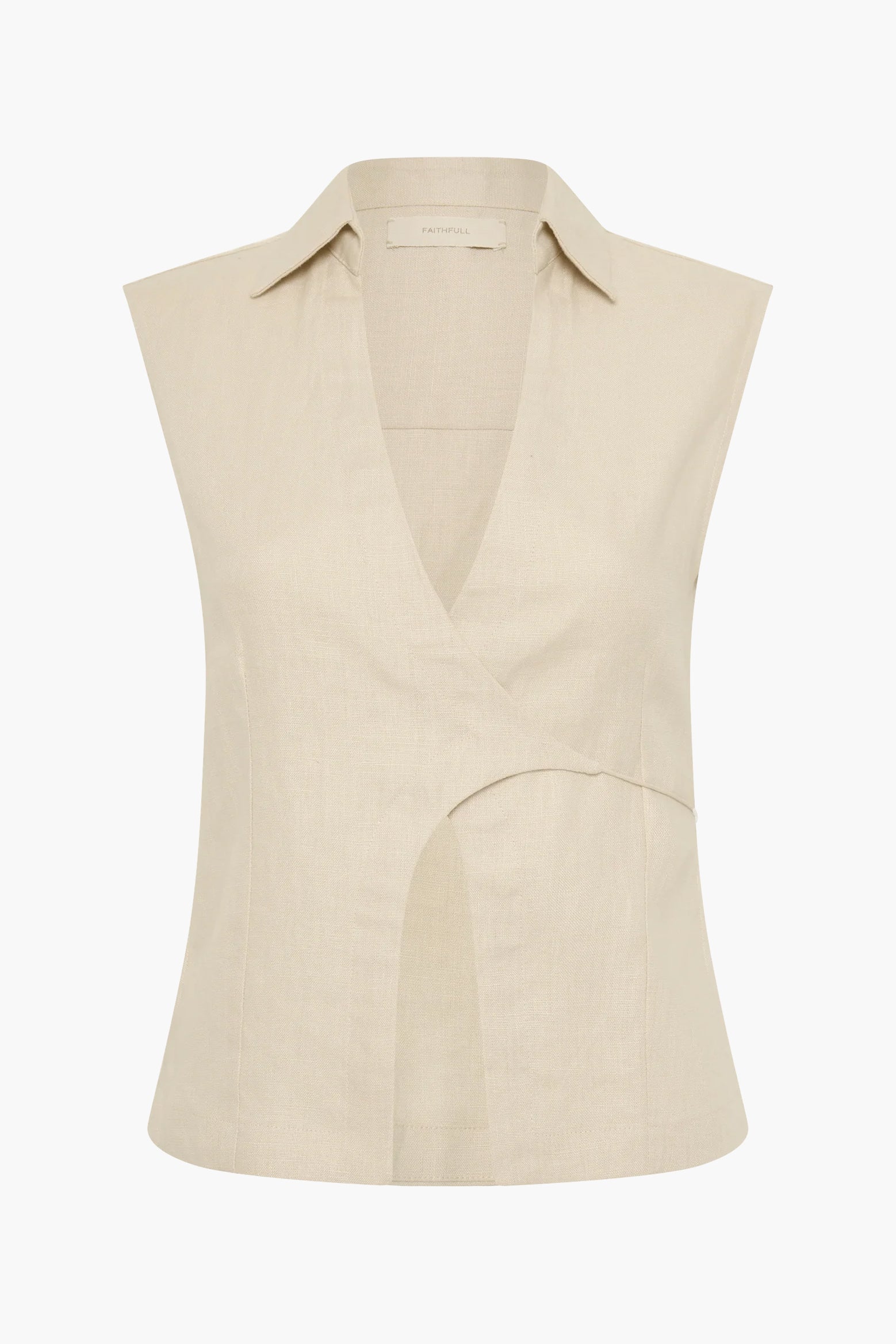 The Antibes Sleeveless Wrap Shirt in Sand available at The New Trend Australia