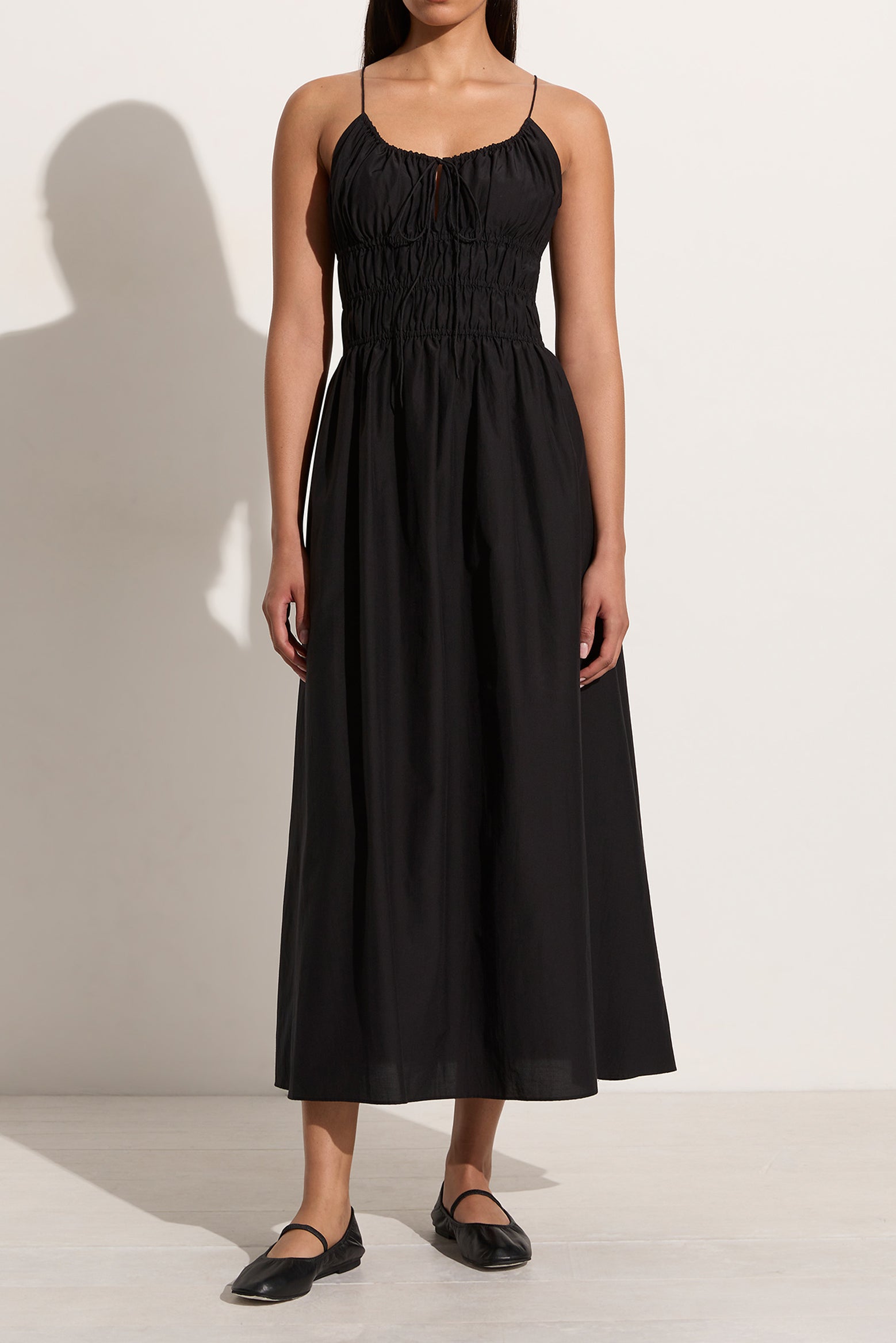 Faithfull The Brand Carinna Midi Dress in Black available at The New Trend Australia. 