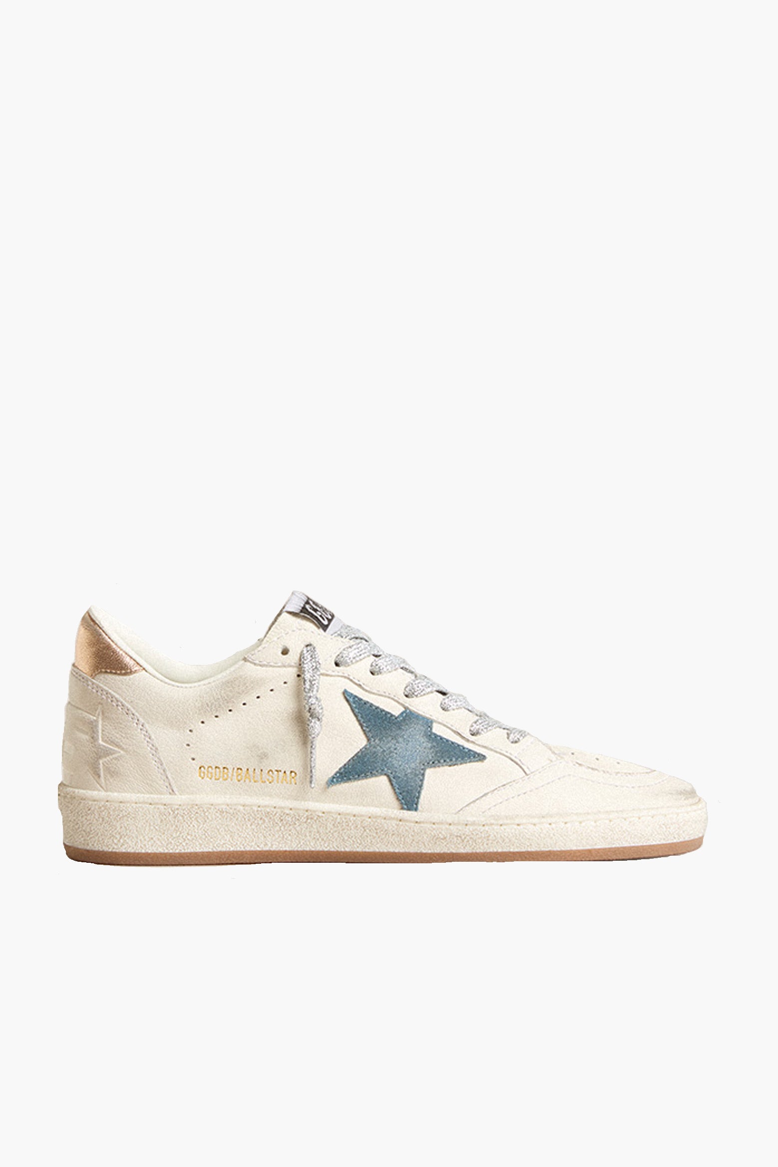 The Golden Goose BallStar Nappa Upper Toe and Spur Suede in WHite Smoke Blue and PEach available at The New Trend Australia