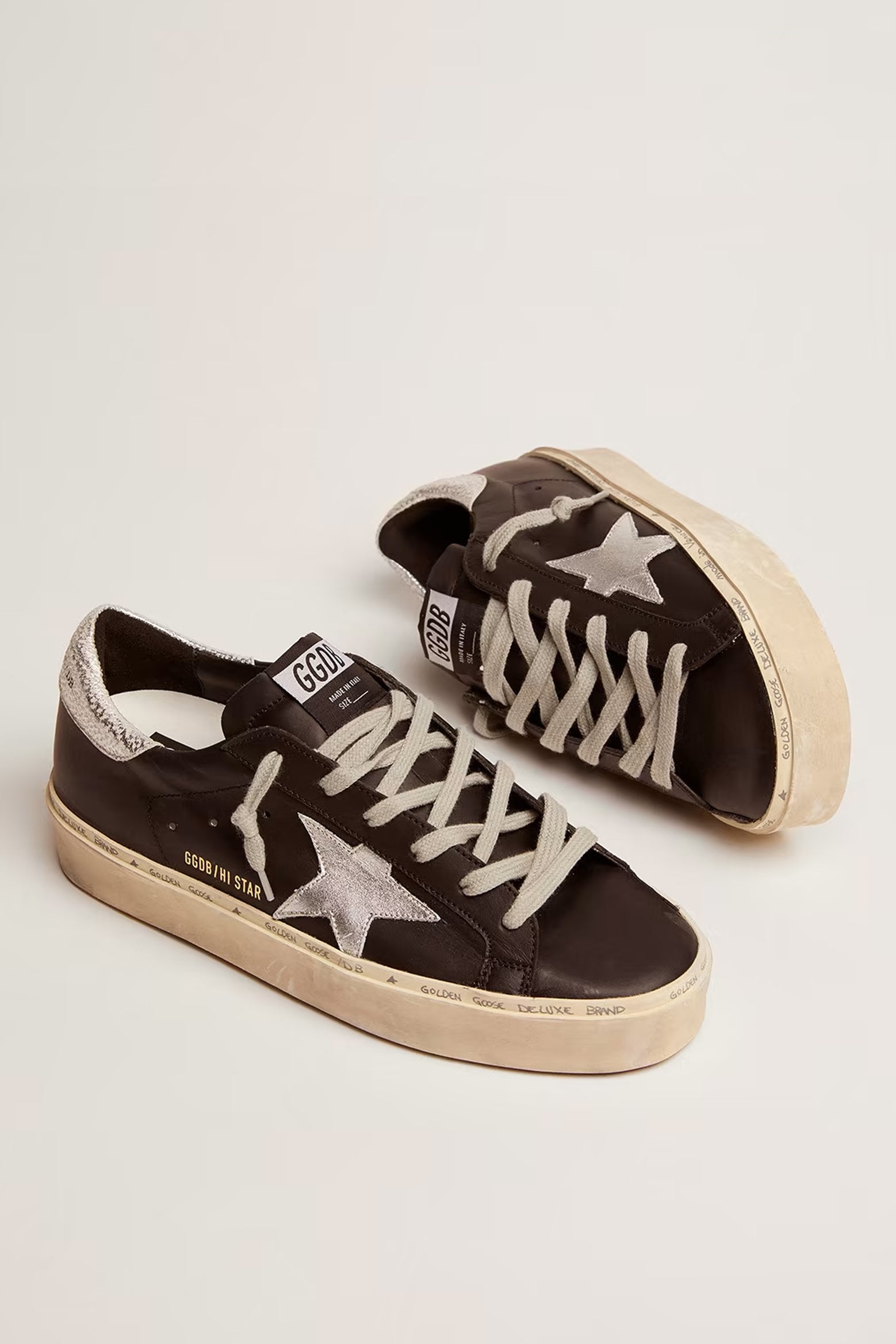 Golden Goose Hi Star Sneaker in Black and Silver available at The New Trend Australia.