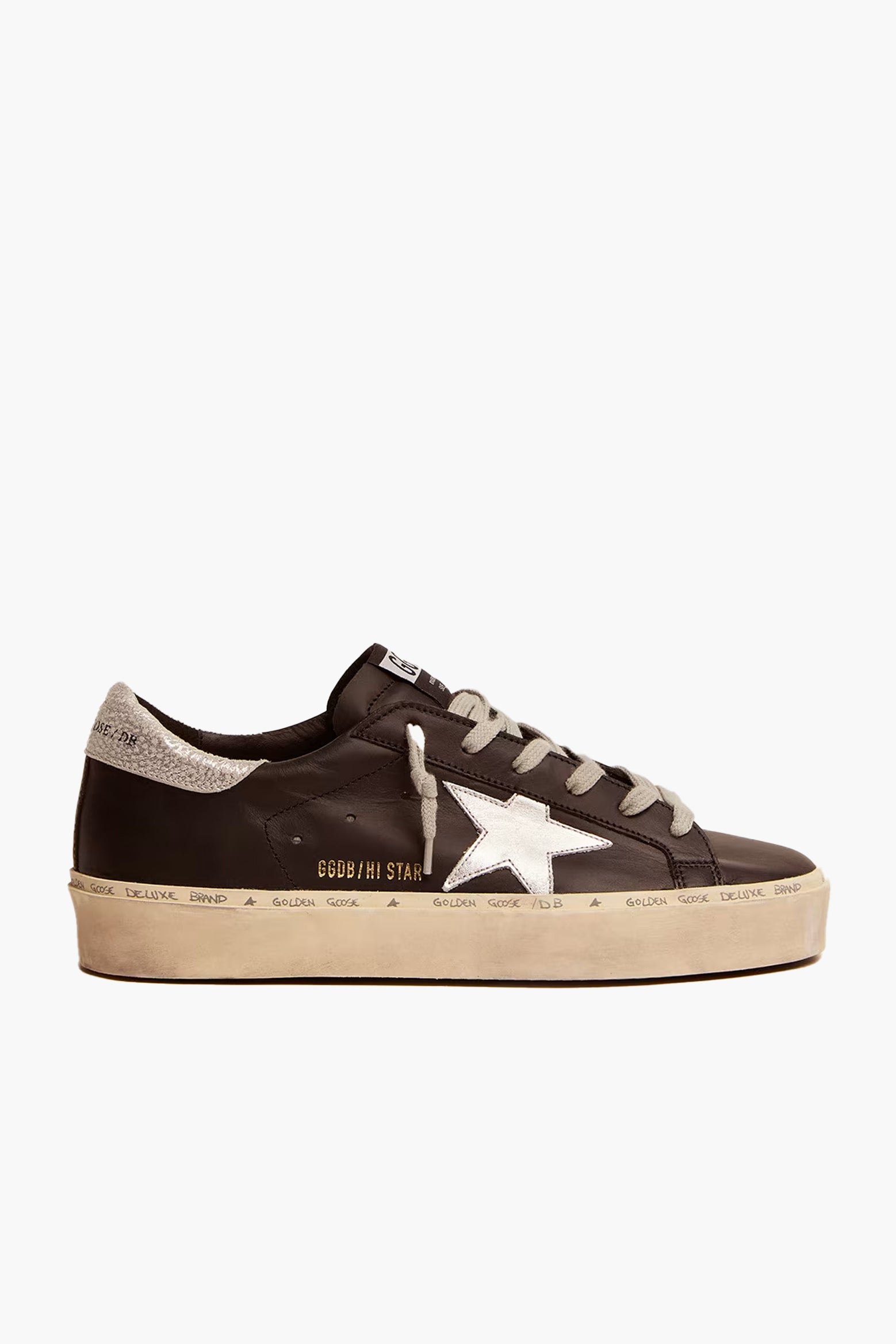 Golden Goose Hi Star Sneaker in Black and Silver available at The New Trend Australia. 