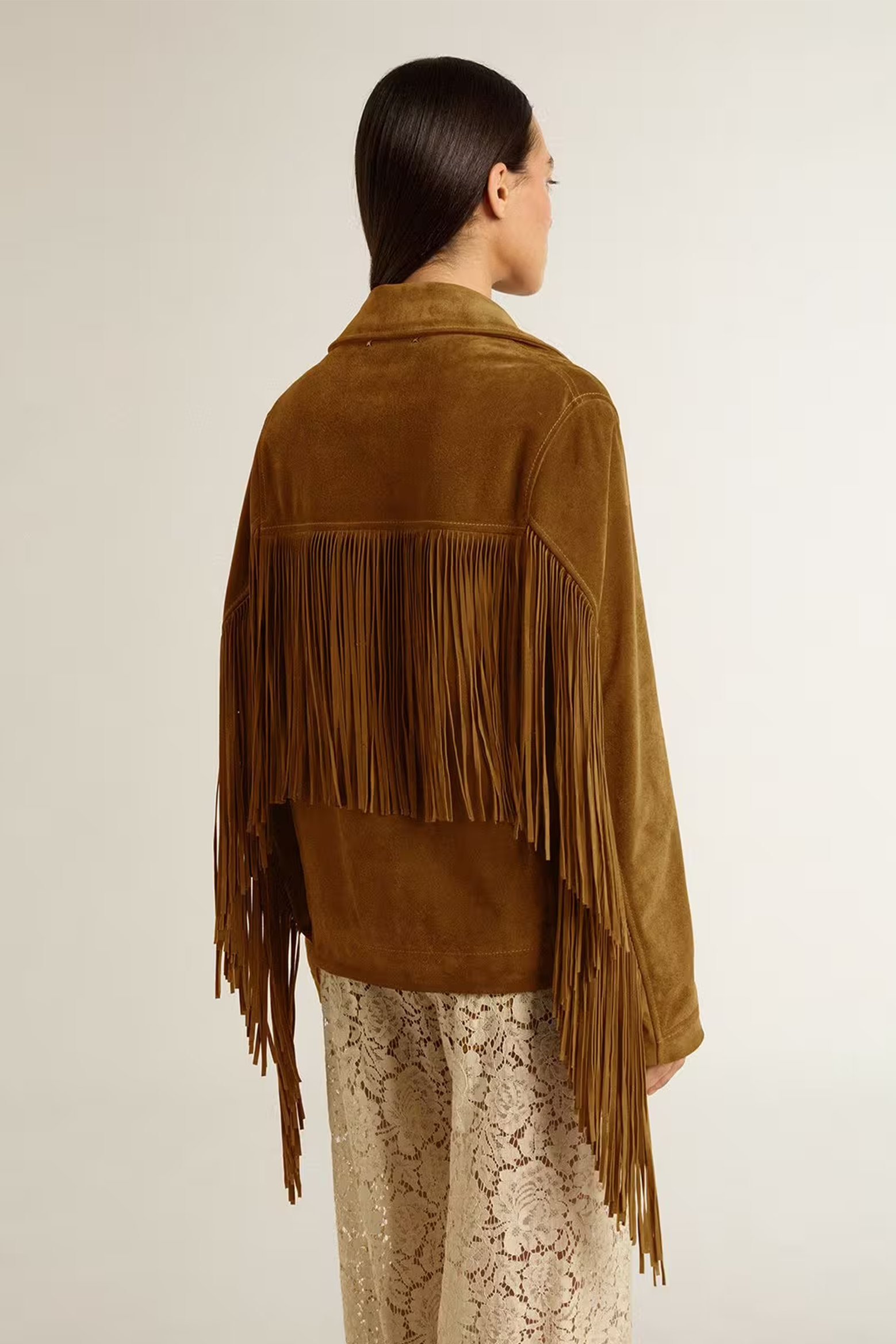 GOLDEN GOOSE JOURNEY W'S JACKET WITH FRINGES IN TOBACCO | THE NEW TREND
