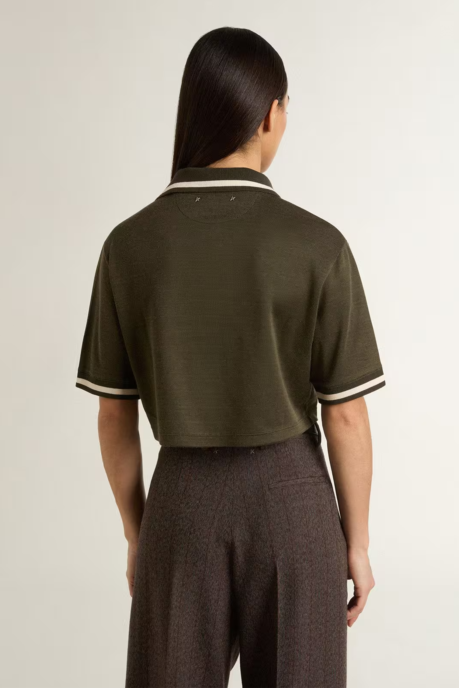 GOLDEN GOOSE JOURNEY W'S MEDIUM CROP POLO IN MILITARY GREEN | THE NEW TREND