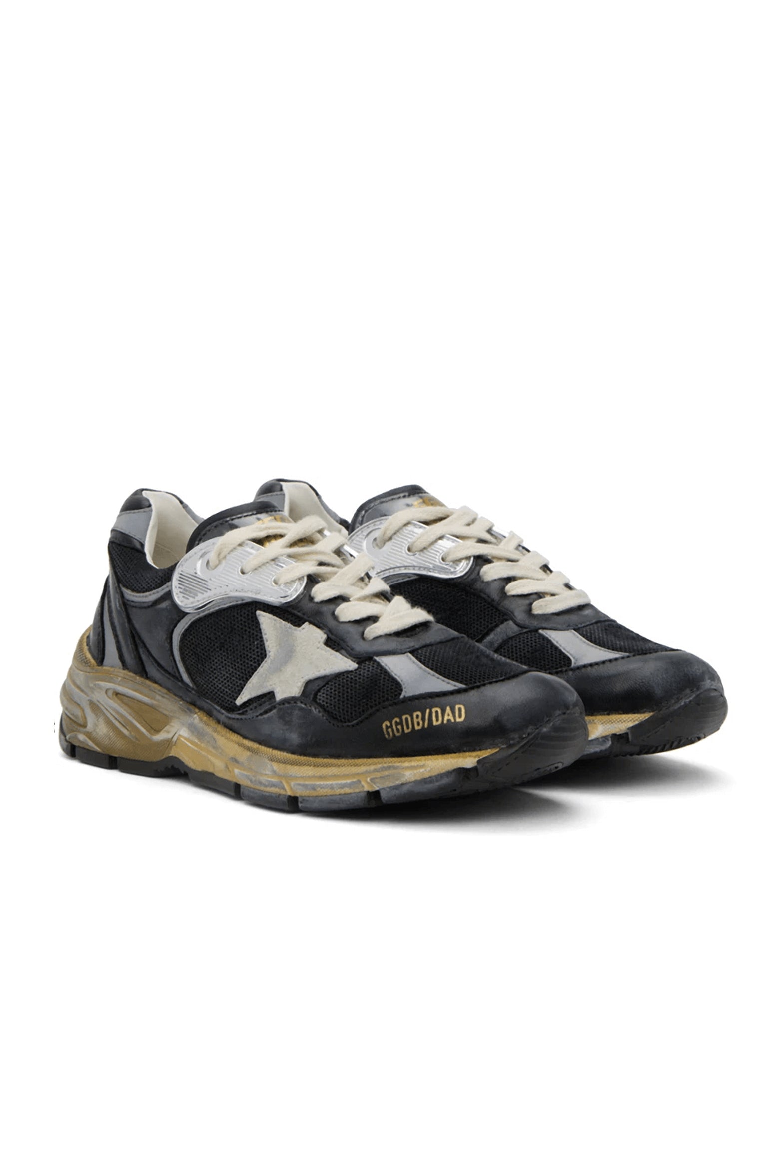 Golden Goose Running Dad Sneaker in Black/Silver/Ice available at TNT The New Trend Australia.