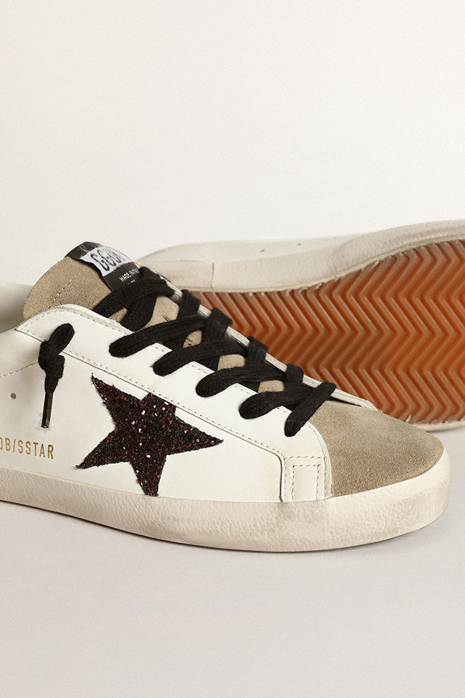 Golden Goose Superstar Sneakers in White/Taupe/Coffee Brown/Ivory available at TNT The New Trend Australia.
