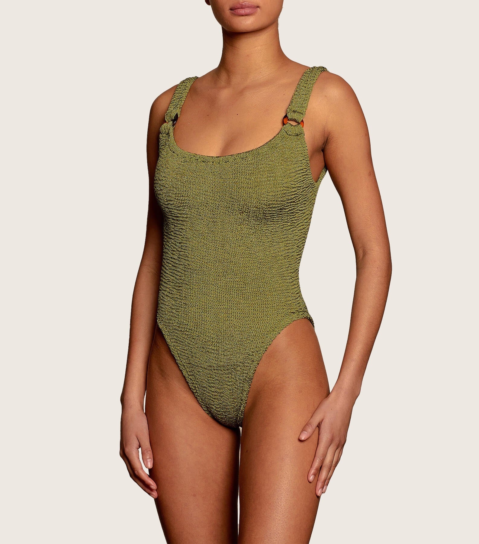 Hunza G Domino Swim in Metallic Moss available at The New Trend Australia