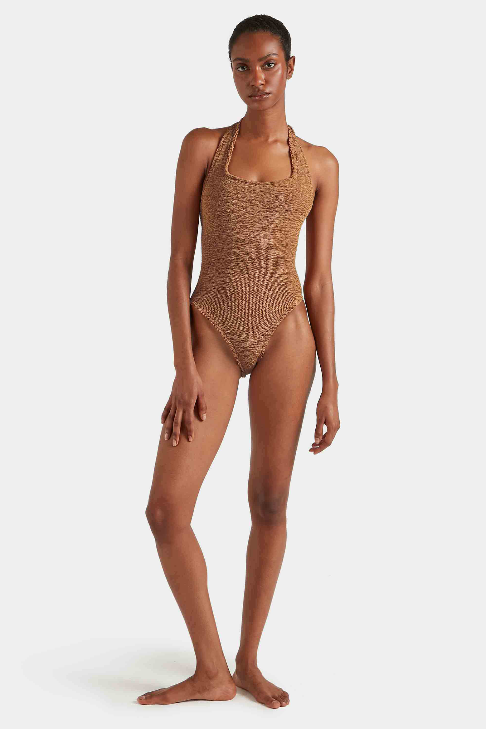 HUNZA G SANDY SWIM IN METALLIC CHOCOLATE | THE NEW TREND