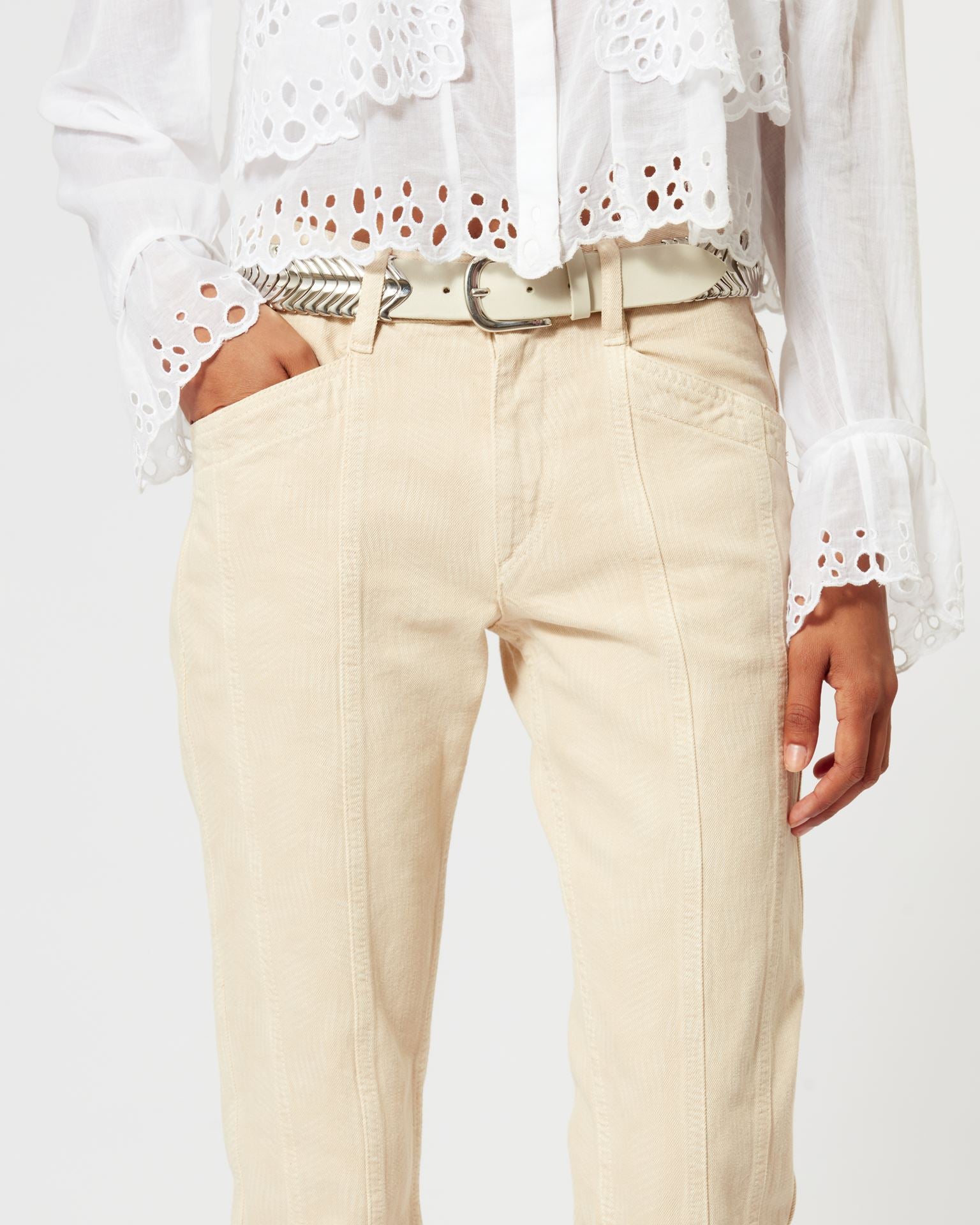 The Isabel Marant Driane Cotton Pants in Ecru available at The New Trend Australia