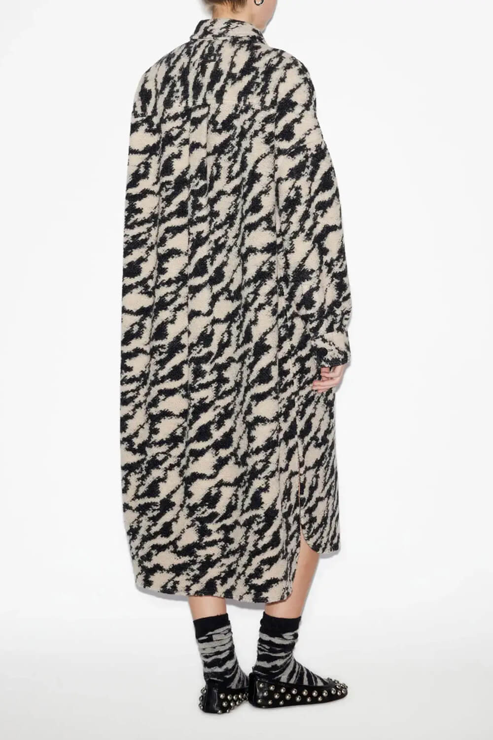 The Isabel Marant Fontizi Coat in Black Beige available at The New Trend Australia