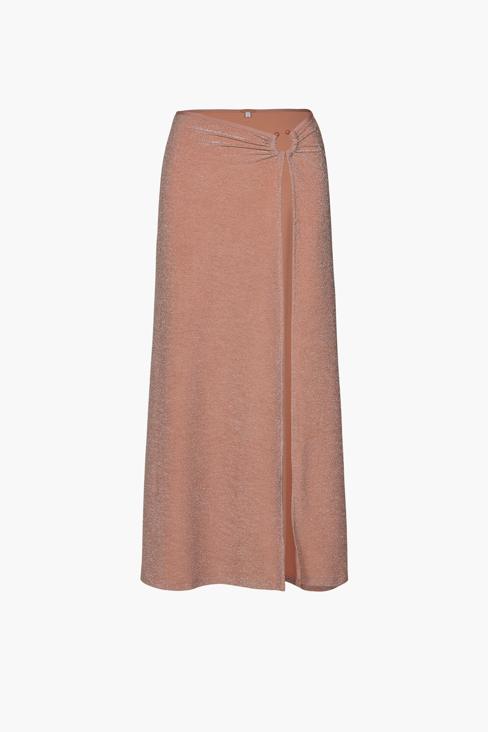 JOHANNA ORTIZ SHIMMERING PEACH NUEVO DESTINO MIDI SKIRT | THE NEW TREND