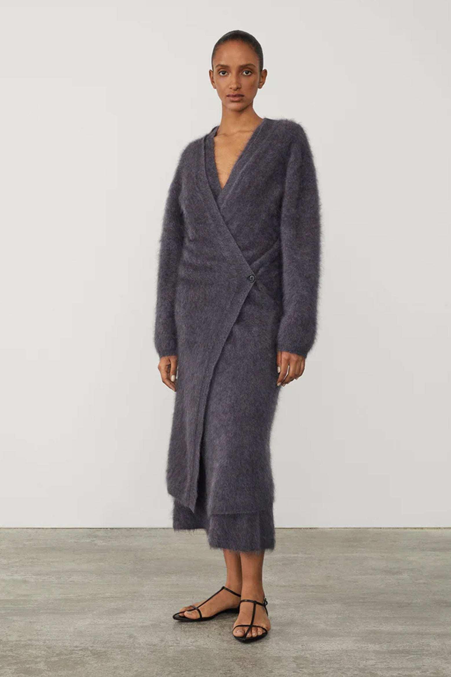 Lisa Yang Agda Cardigan Coat in Graphite available at The New Trend Australia.