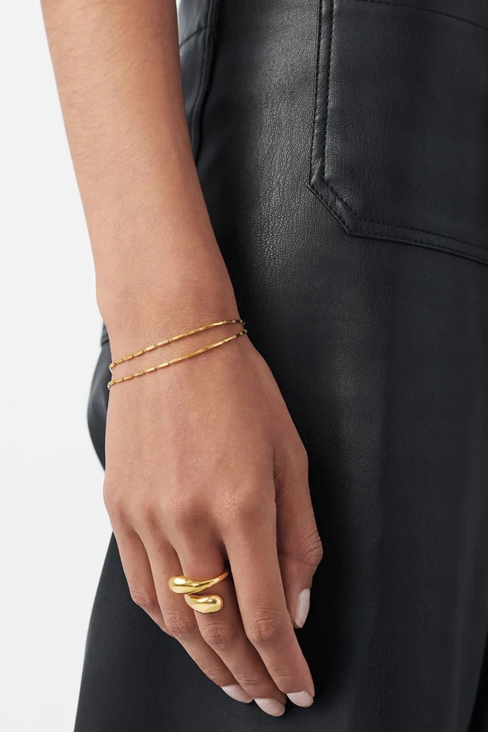 The MISSOMA Savi Vintage Link Double Chain Bracelet in Gold from The New Trend.