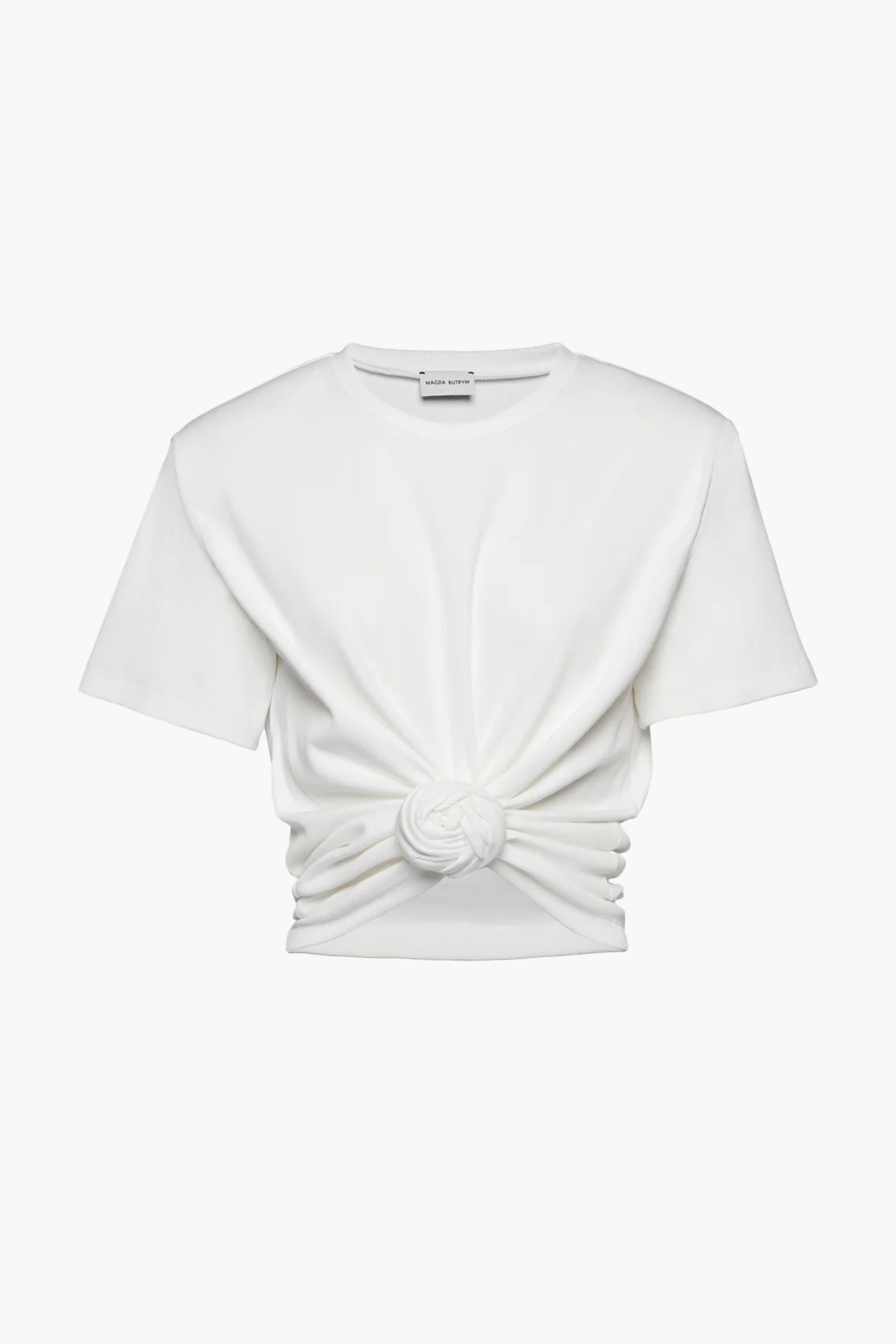 MAGDA BUTRYM KNOTTED RIBBED T-SHIRT IN WHITE | THE NEW TREND