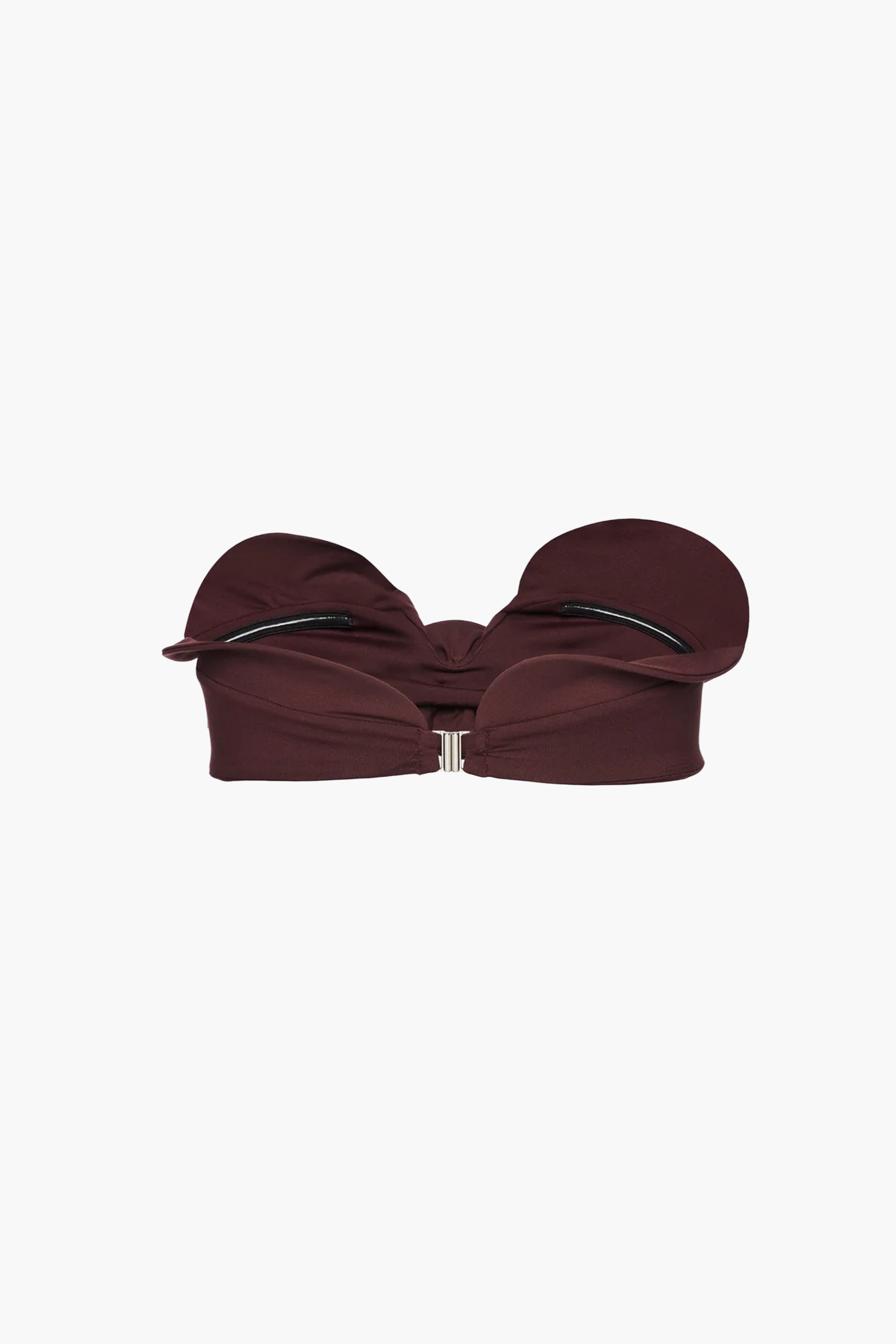 MAGDA BUTRYM SCULPTURAL BANDEAU SWIM TOP IN BORDEAUX | THE NEW TREND