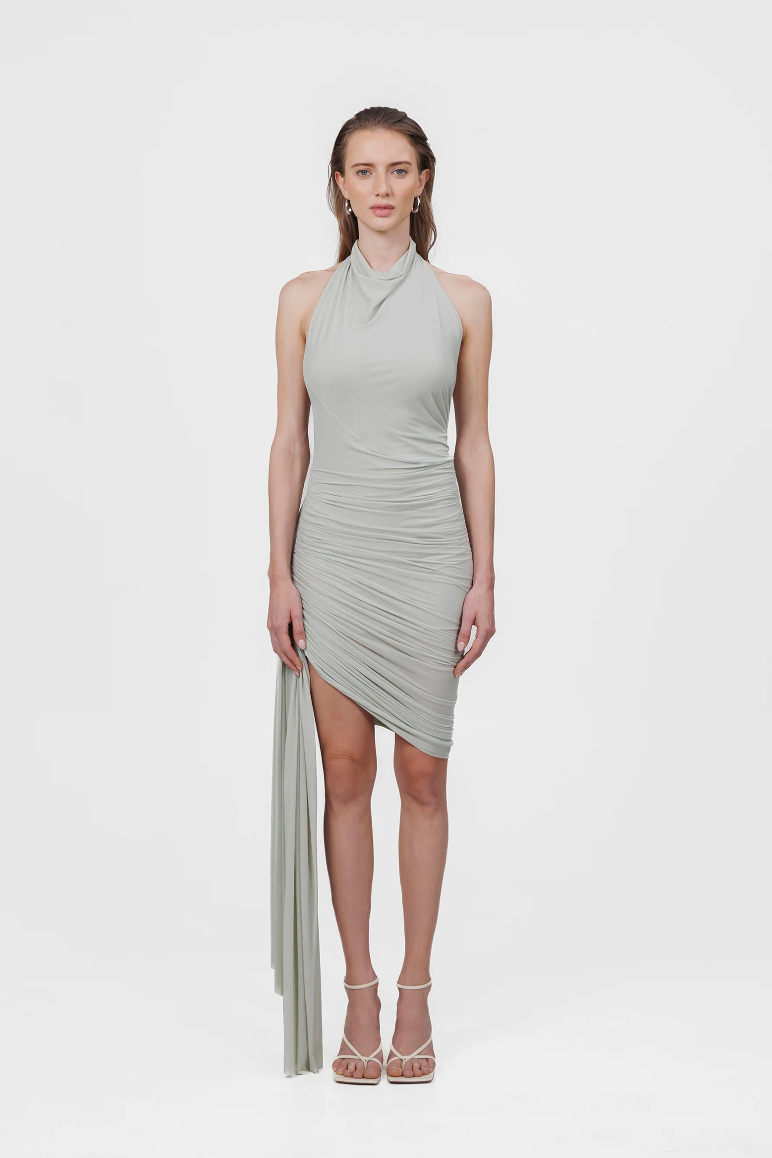 MAYGEL CORONEL VILLA MINI DRESS IN SAGE | THE NEW TREND