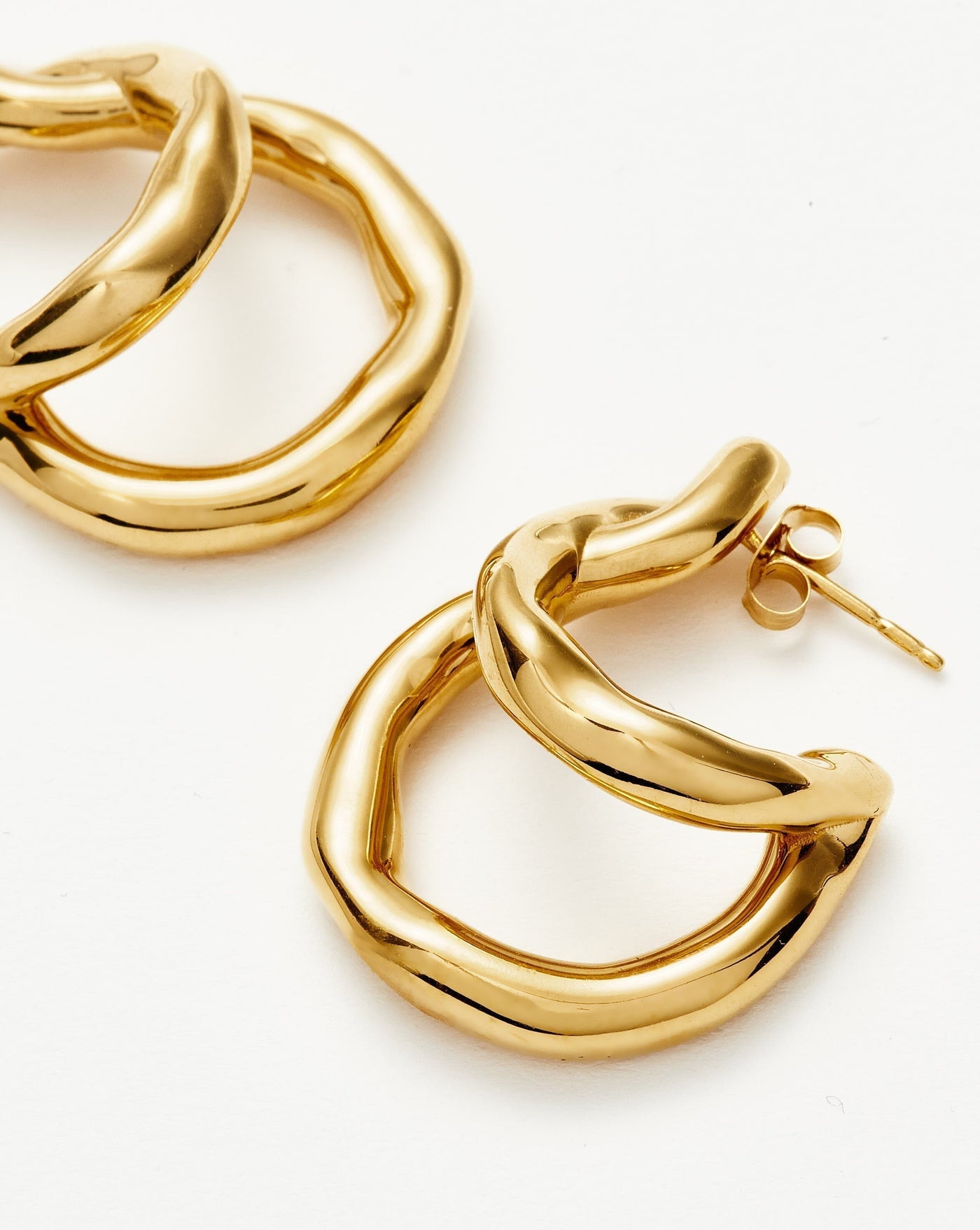 The Missoma Molten Twisted Double Hoop Earrings in Gold available from The New Trend Australia