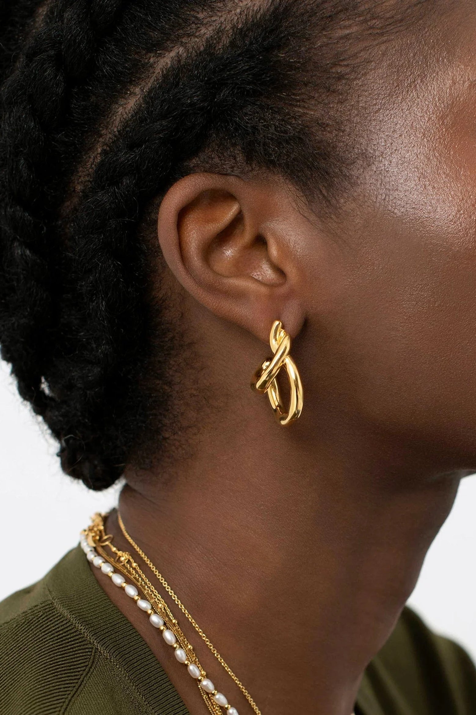 The Missoma Molten Twisted Double Hoop Earrings in Gold available from The New Trend Australia