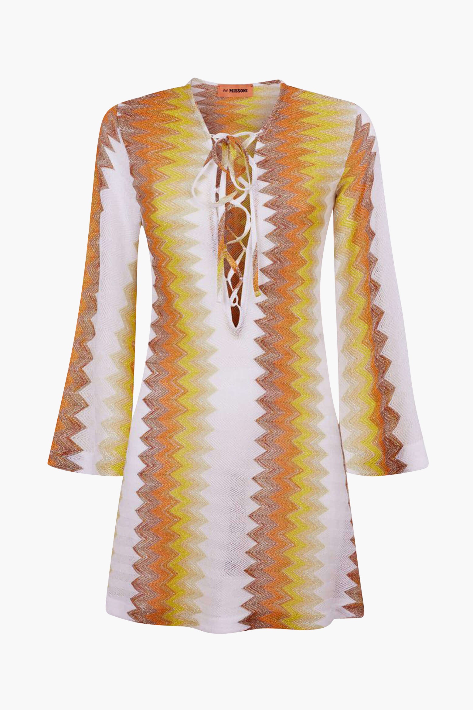 Missoni Mare Zig Zag Kaftan in White/Yellow/Ochre available at TNT The New Trend Australia. Free shipping on orders over $300 AUD.