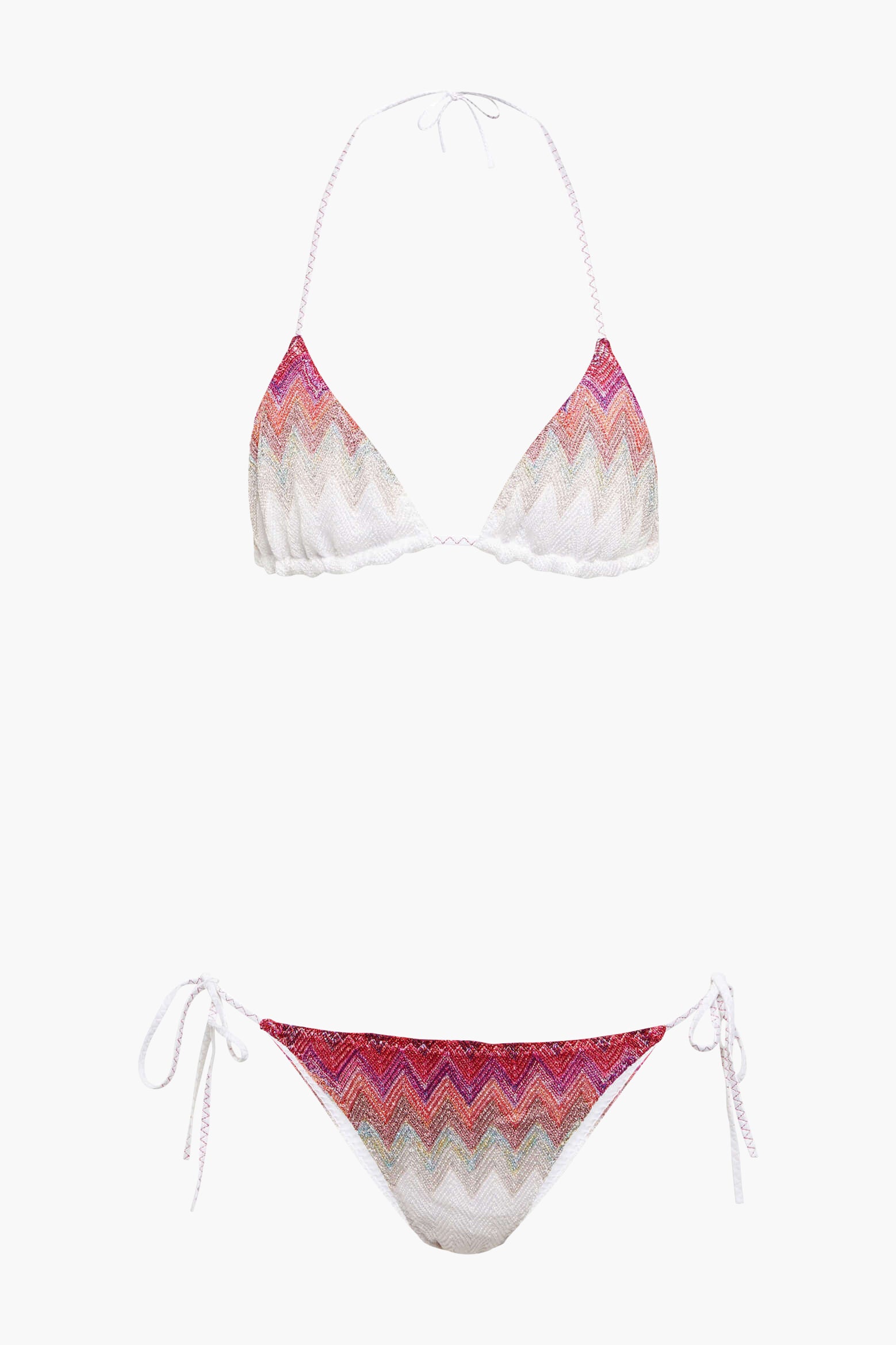 Missoni Mare Zig Zag Tri Bikini in White/Rose/Pink available at TNT The New Trend Australia. Free shipping on orders over $300 AUD.