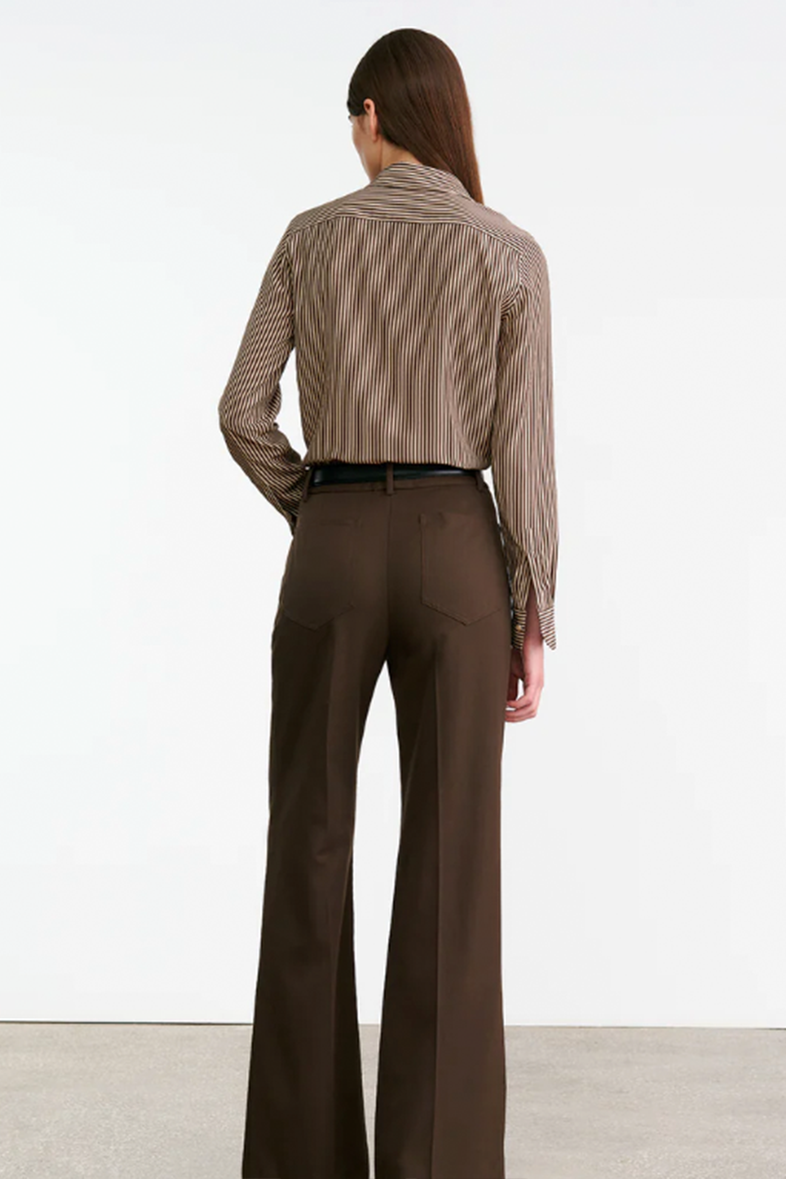 NILI LOTAN GAIA SILK SHIRT IN CHOCOLATE STRIPES | THE NEW TREND