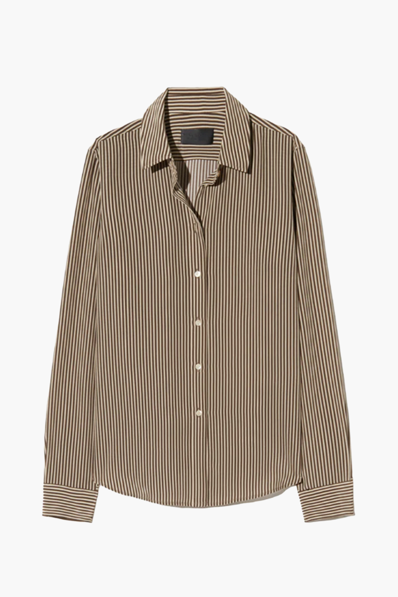 NILI LOTAN GAIA SILK SHIRT IN CHOCOLATE STRIPES | THE NEW TREND