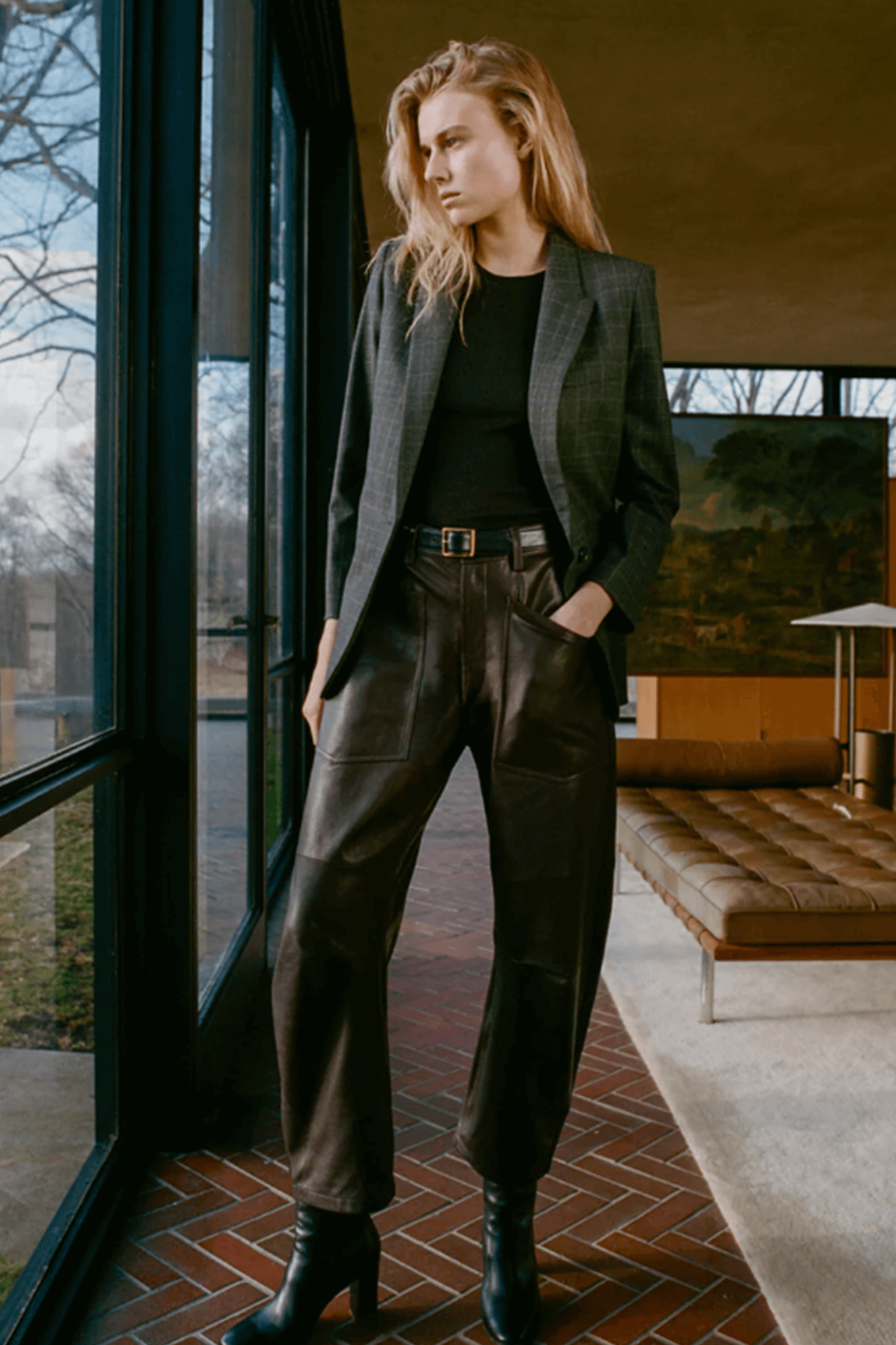 NILI LOTAN SHON LEATHER PANT IN DARK BROWN | THE NEW TREND
